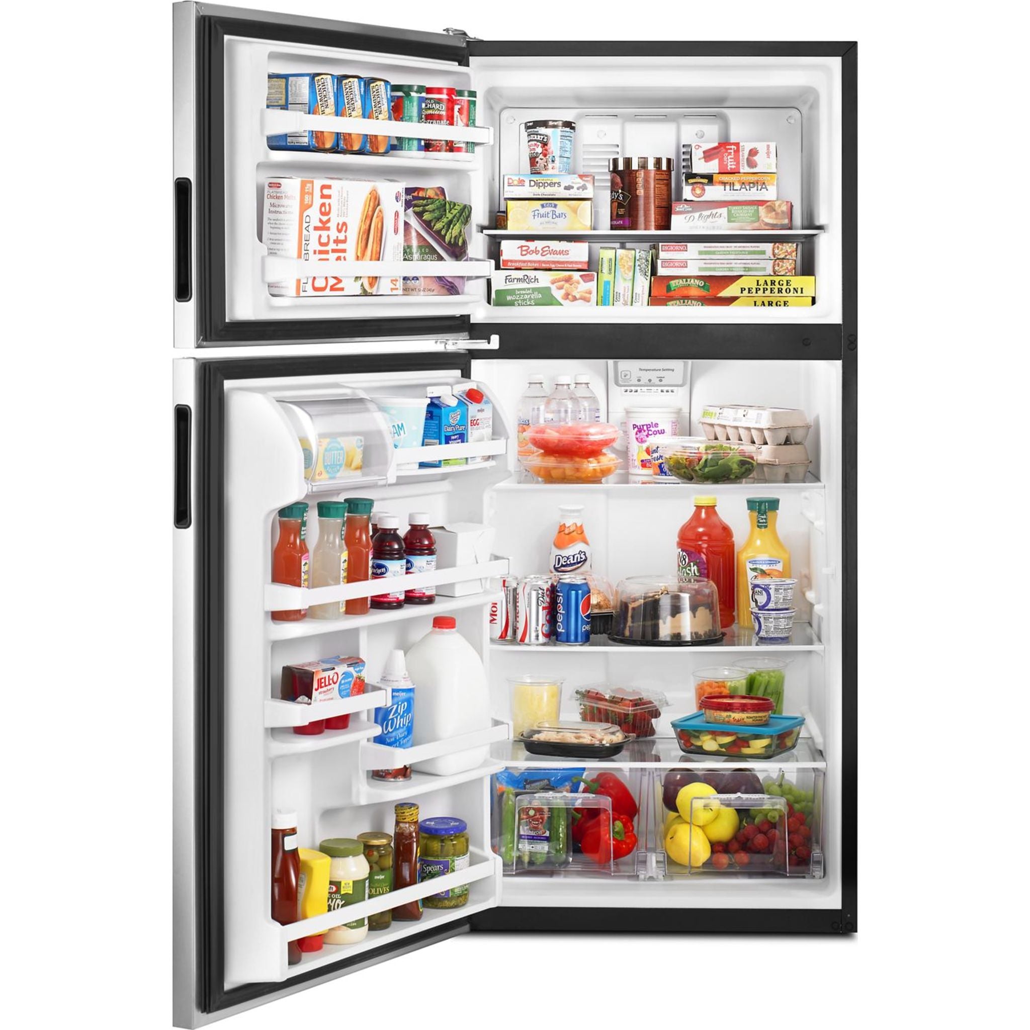 Amana 18 Cu. Ft. Top Freezer Refrigerator (ART318FFDS) - Stainless Steel, Energy Star Certified for Efficient Cooling - Perfect for Kitchens, Apartments, and Small Spaces