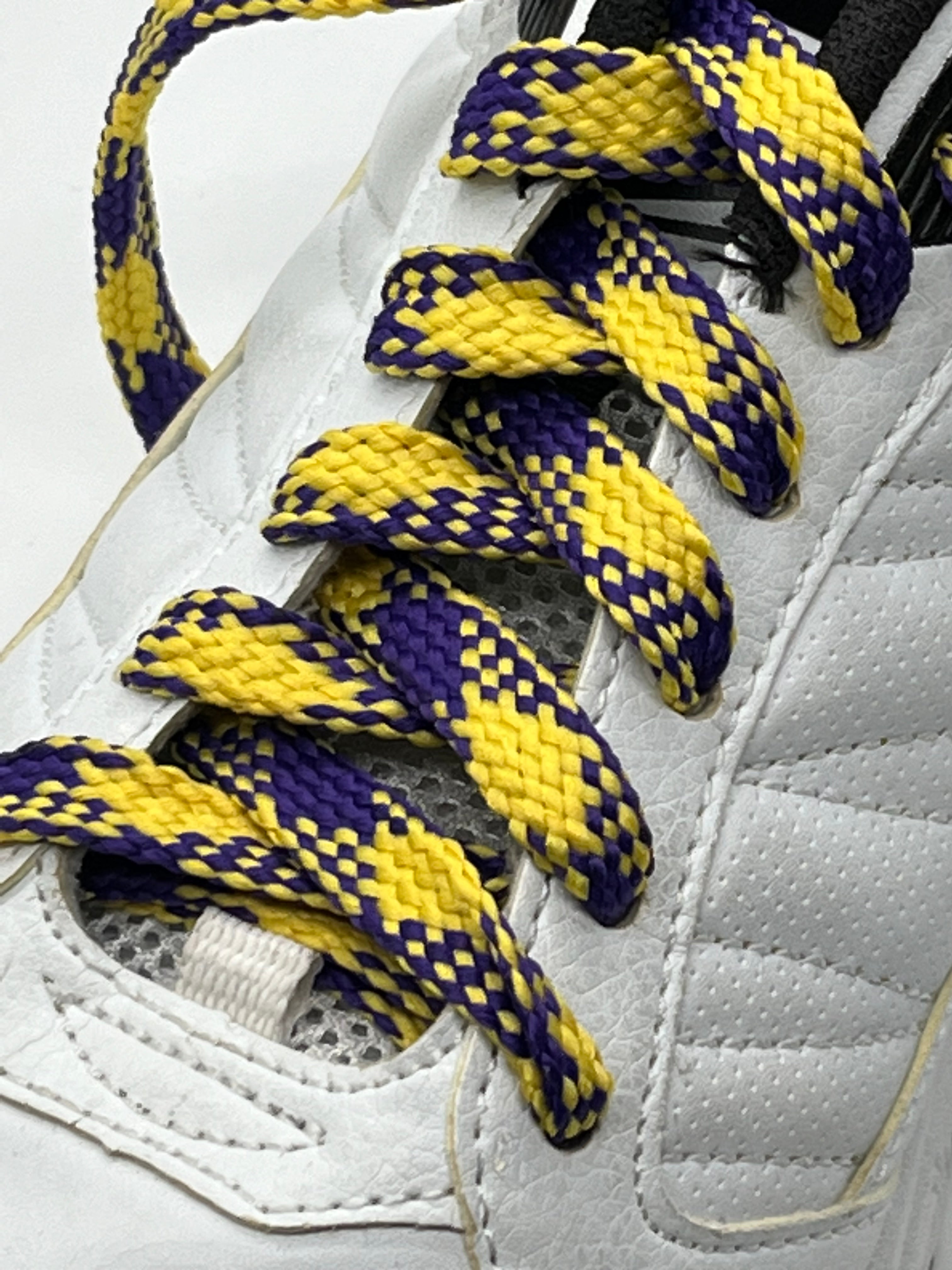 Flat Argyle Shoelaces - Purple & Yellow Diamond Pattern Laces for Sneakers, Dress Shoes & Casual Footwear | Durable & Stylish Shoelaces for Men & Women