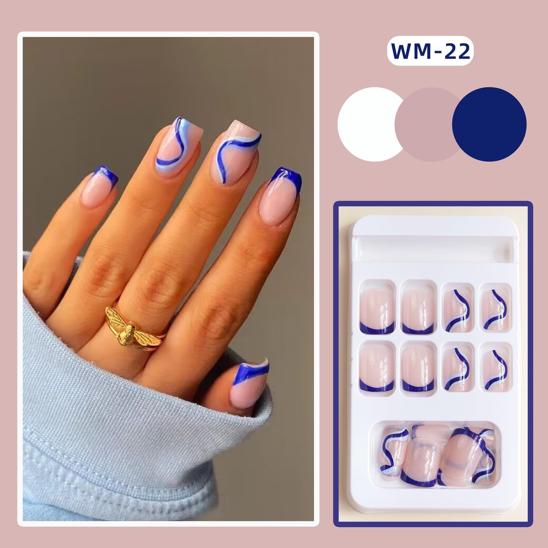 Ghelonadi Medium Square Press on Nails - 48pcs Fake Nails Kit with 4 Multi-Design Sets, Glossy Solid Colors, Full Cover Artificial Nails for Women & Girls - Perfect for Parties, Weddings, and Everyday Wear