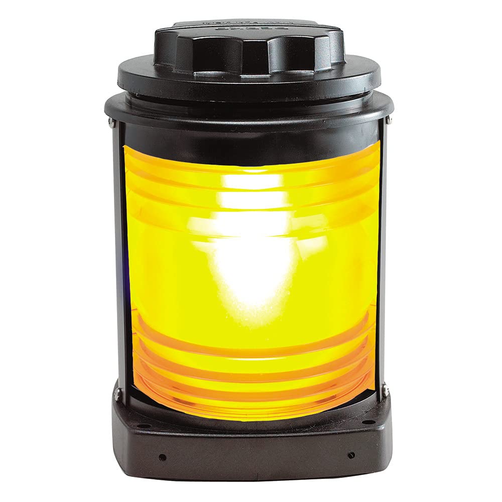 Perko Black Plastic Towing Light with Yellow Lens - Marine Boat Trailer Safety Light for Night Towing & Watercraft Visibility
