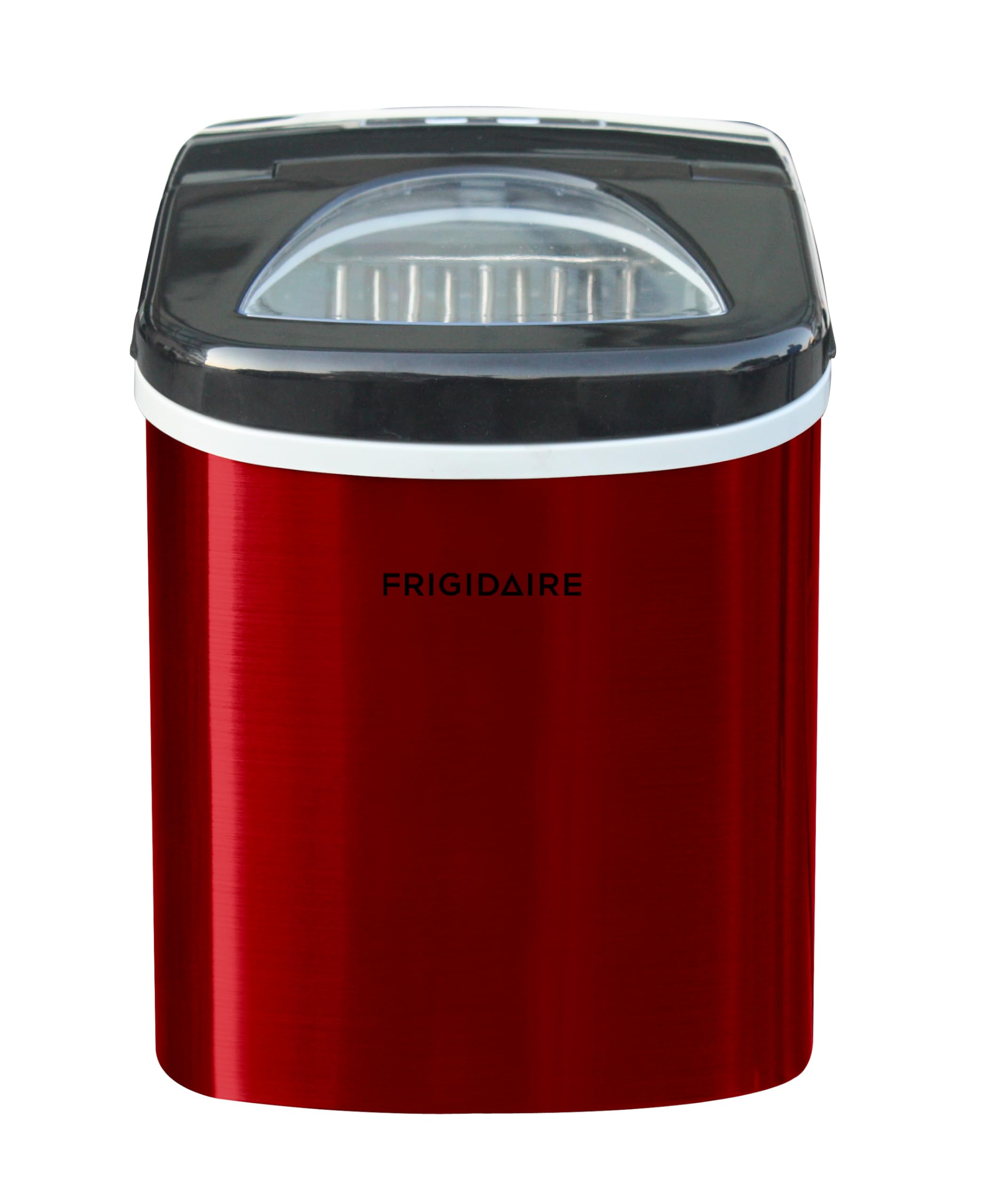 FRIGIDAIRE RIC117-SSRED Stainless Steel Countertop Ice Maker - Medium Red - Fast Ice Production for Home, Office, and Parties