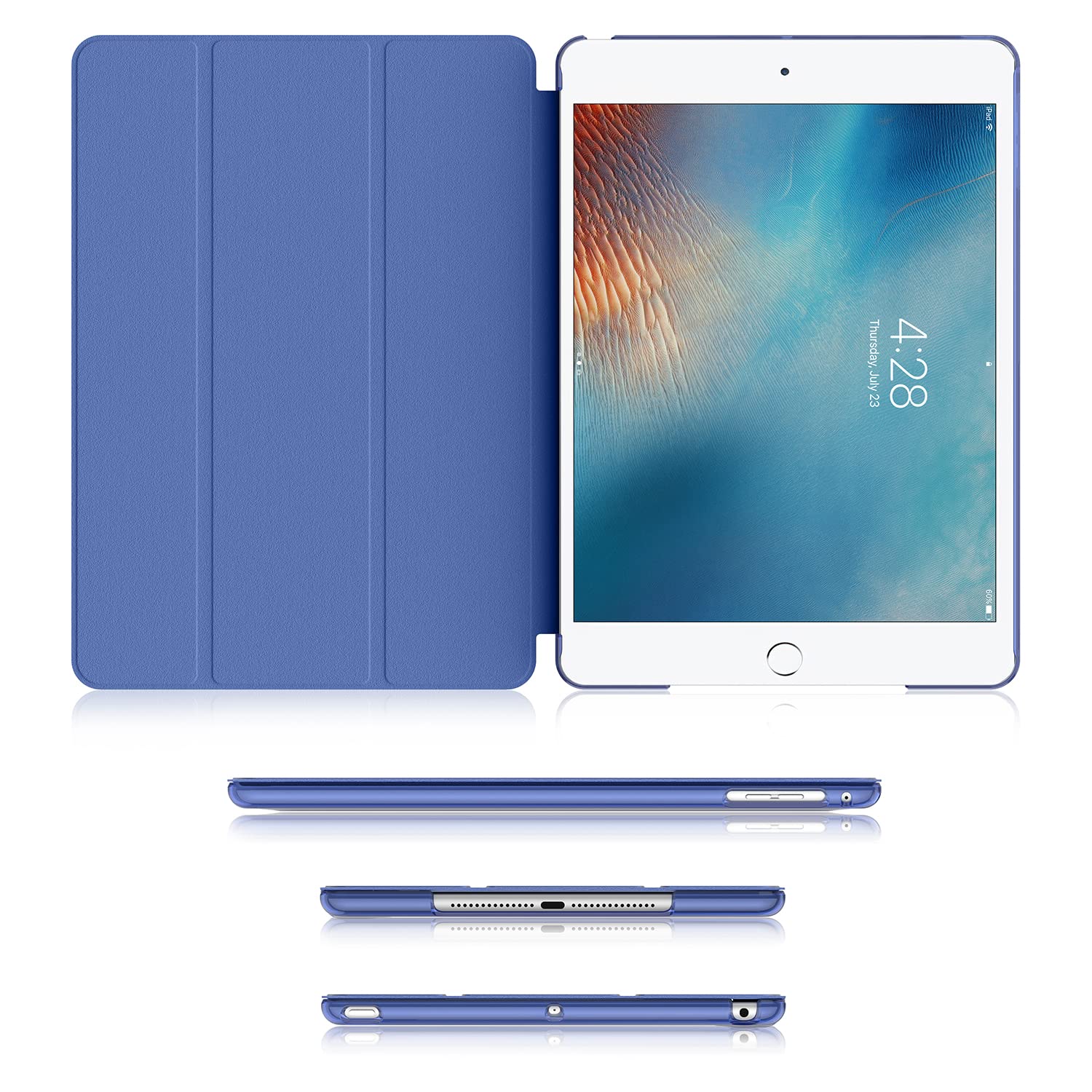 Soke Premium Protective Hard PC Case for iPad 6th/5th Generation (2018/2017) & 9.7-Inch iPad Air 2/Air 1 - Slim Trifold Stand with Auto Wake/Sleep - Navy Blue | Perfect for Work, Study & Travel Protection