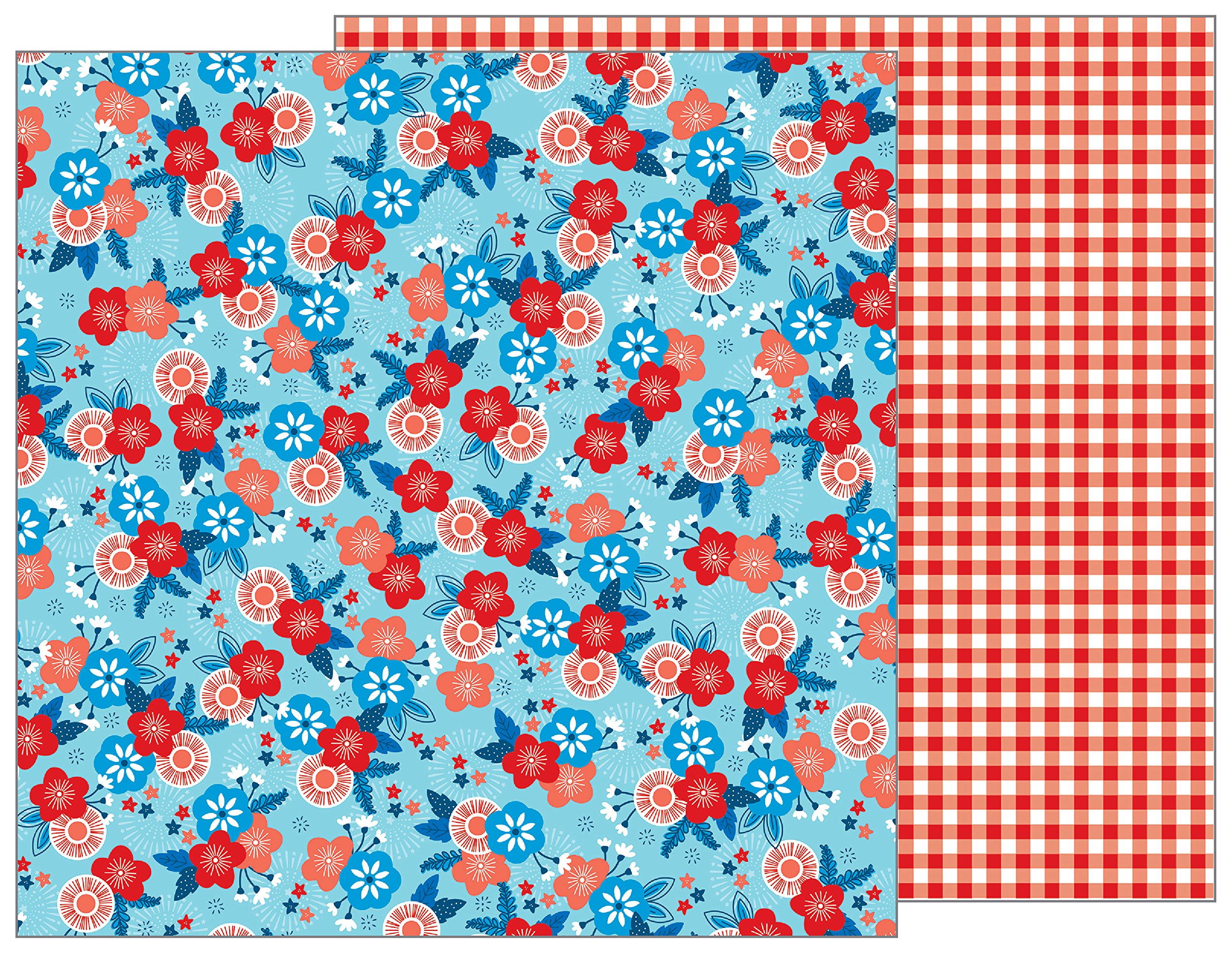 American Crafts Pebbles Patriotic Blossoms Scrapbook Paper - 12x12 Inch Multicolor Patterned Cardstock for DIY Crafts, Scrapbooking, Card Making & Home Decor Projects