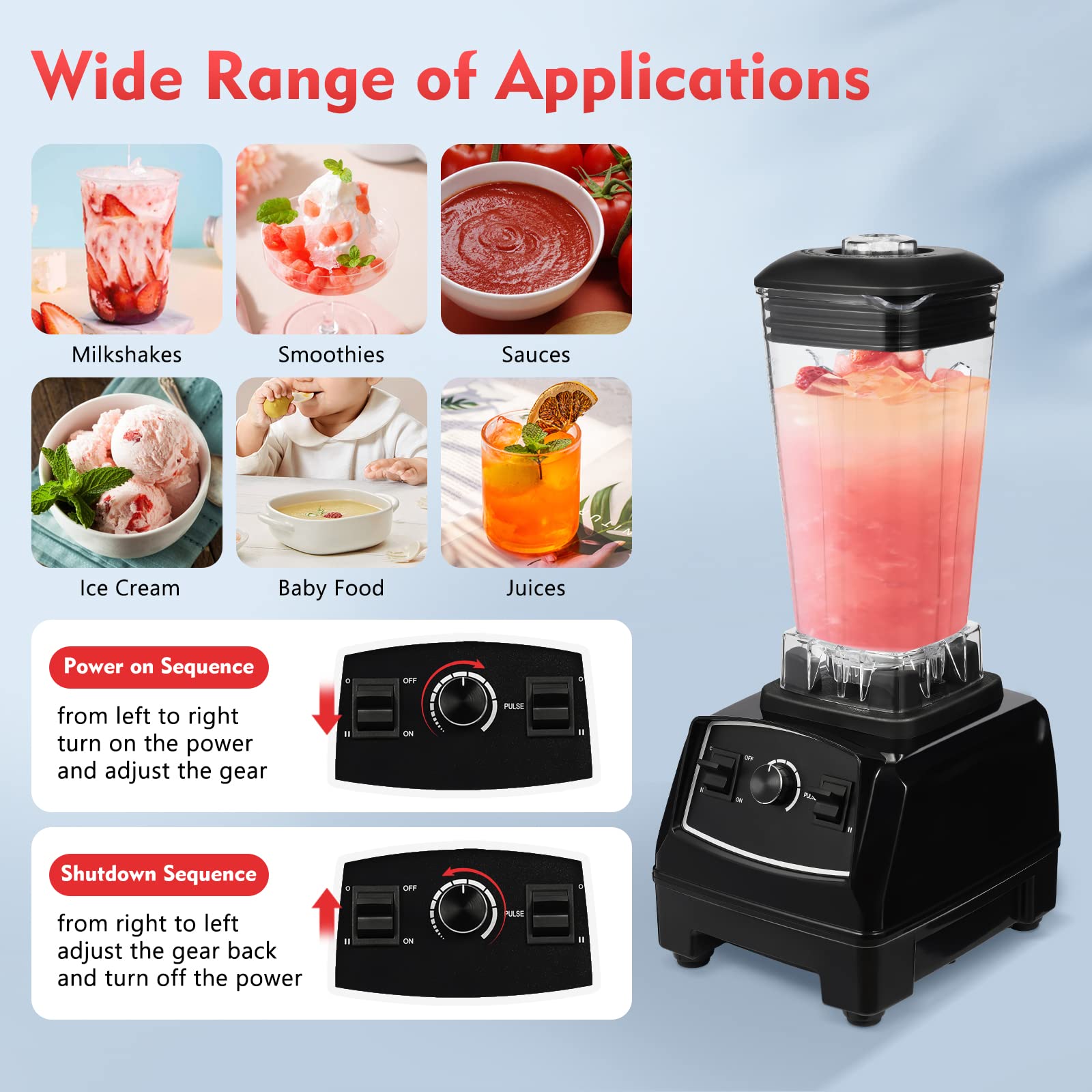 LOYALHEARTDY 2200W High-Speed Professional Blender - Powerful Countertop Juicer & Smoothie Maker with Total Crushing Technology - Perfect for Frozen Fruits, Ice Crushing, Protein Shakes & Healthy Smoothies - Ideal for Home Kitchen, Gym Recovery & Meal Prep