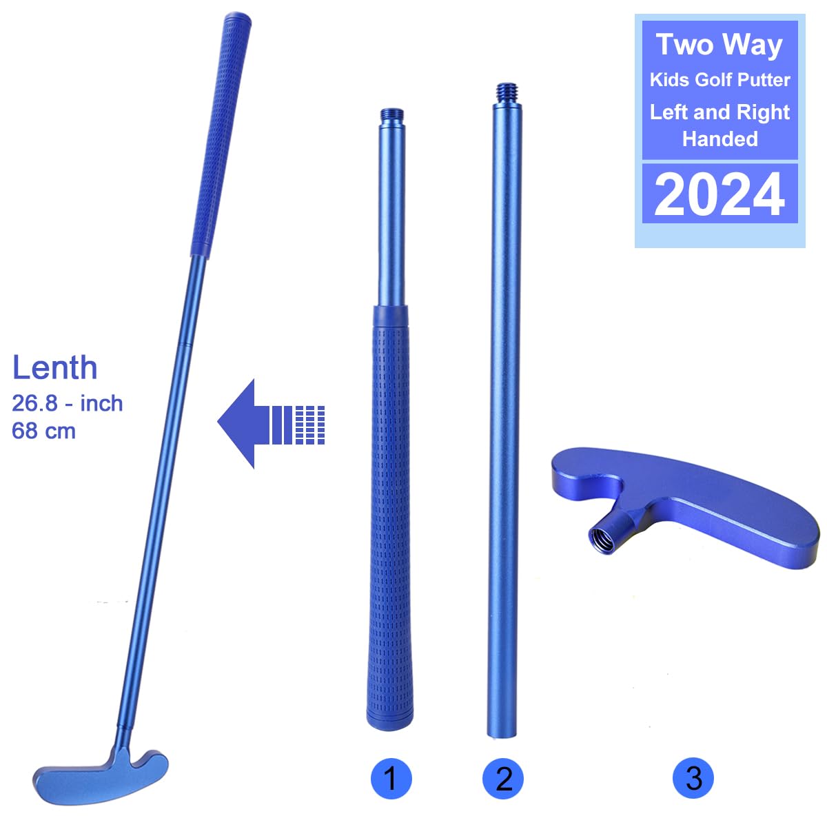 Kids Metal Golf Clubs Set for Beginners - Includes 2 Metal Golf Putters & 5 Plastic Balls | Outdoor Sports Toy Gift for Boys & Girls Ages 6-9 | Perfect for Backyard Practice, Birthday Presents & Family Fun