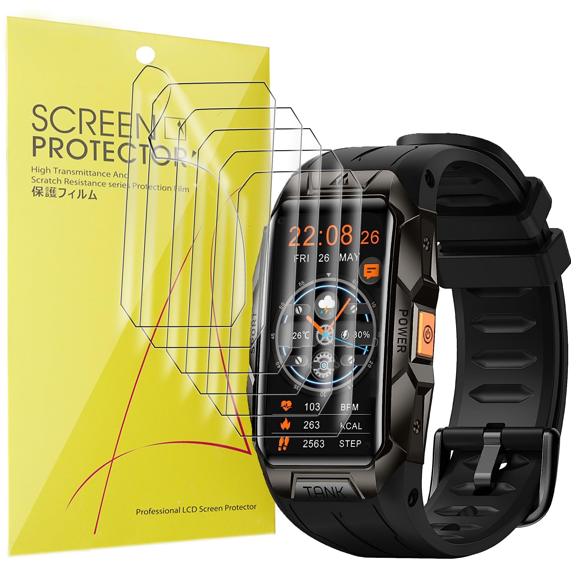 6-Pack TPU Screen Protector for CARBINOX Ivy & AMAZTIM/KOSPET Tank X1 Smart Watch - Full Coverage HD Clear Film - Scratch Resistant & Bubble Free - Perfect for Outdoor Sports & Daily Use