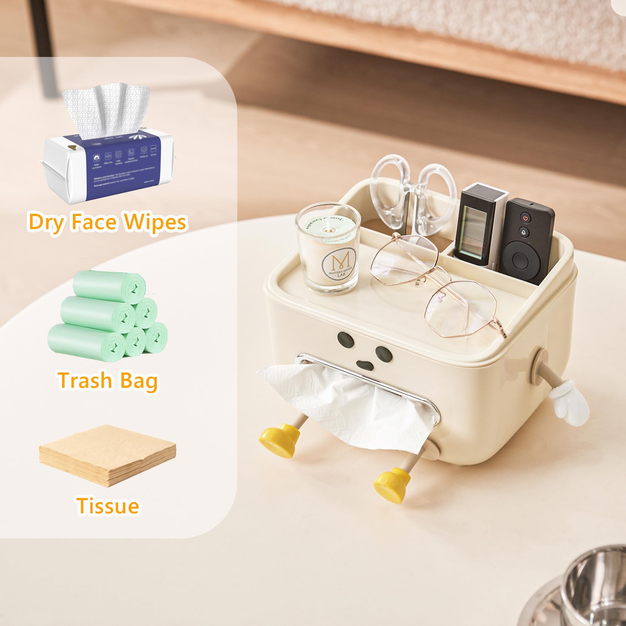 Multifunctional Cute Tissue Storage Box & Organizer - Rectangle Tissue Box Cover for Bathroom, Kitchen, Bedroom & Living Room - Perfect for Home Decor and Organization
