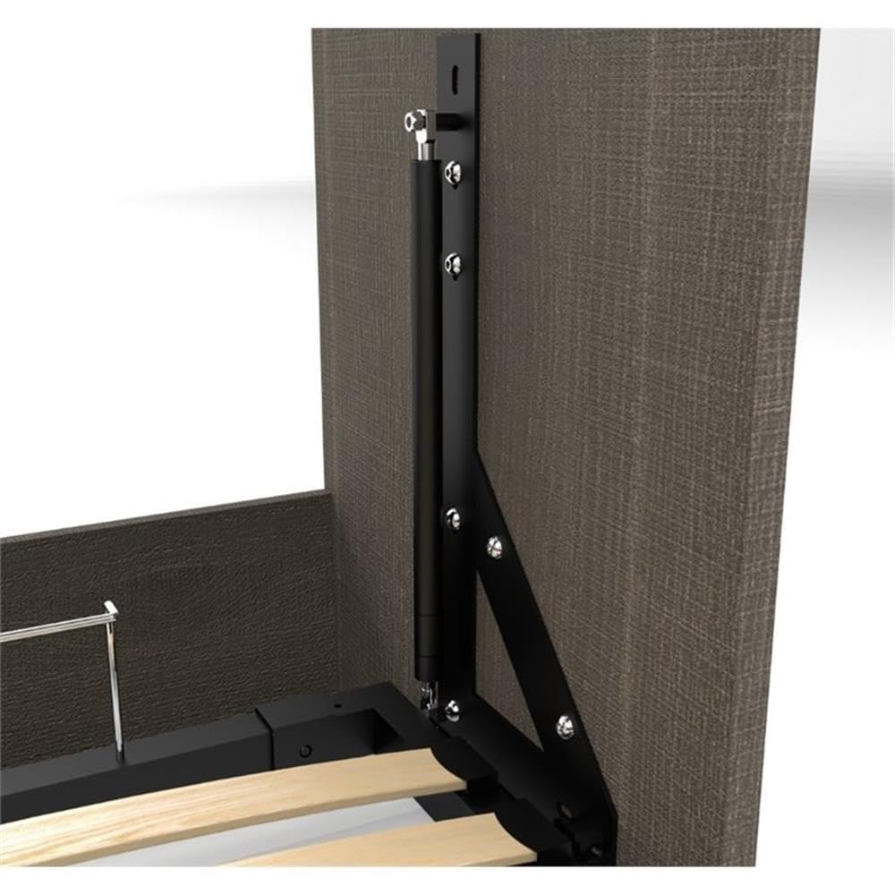 Atlin Designs Wood Queen Murphy Bed with Nightstands in Bark Gray/White - Space Saving Wall Bed for Small Apartments, Guest Rooms & Home Offices