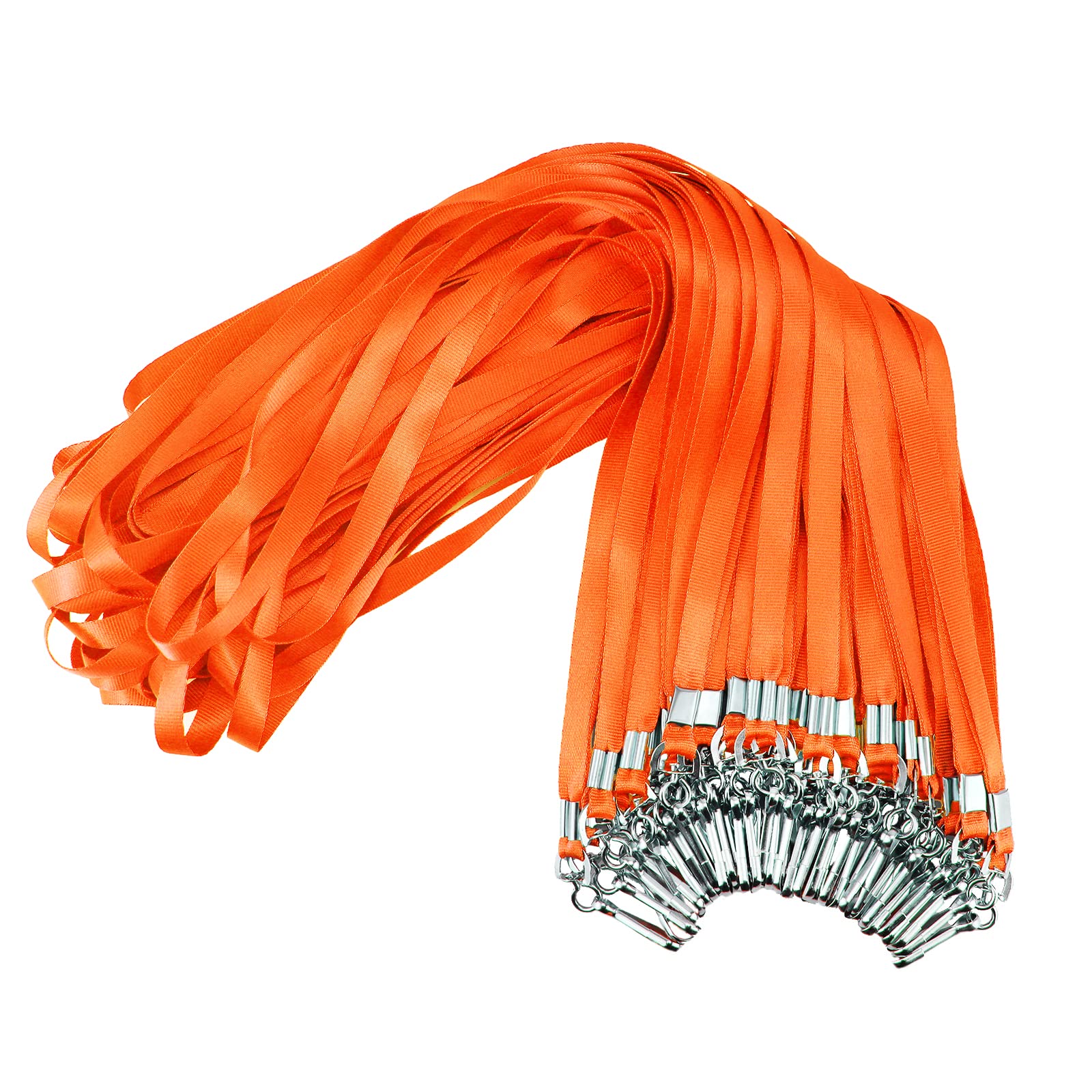 Orange Lanyards Bulk 50 Packs with Swivel Hook - ID Badge Holders for Work & Events
