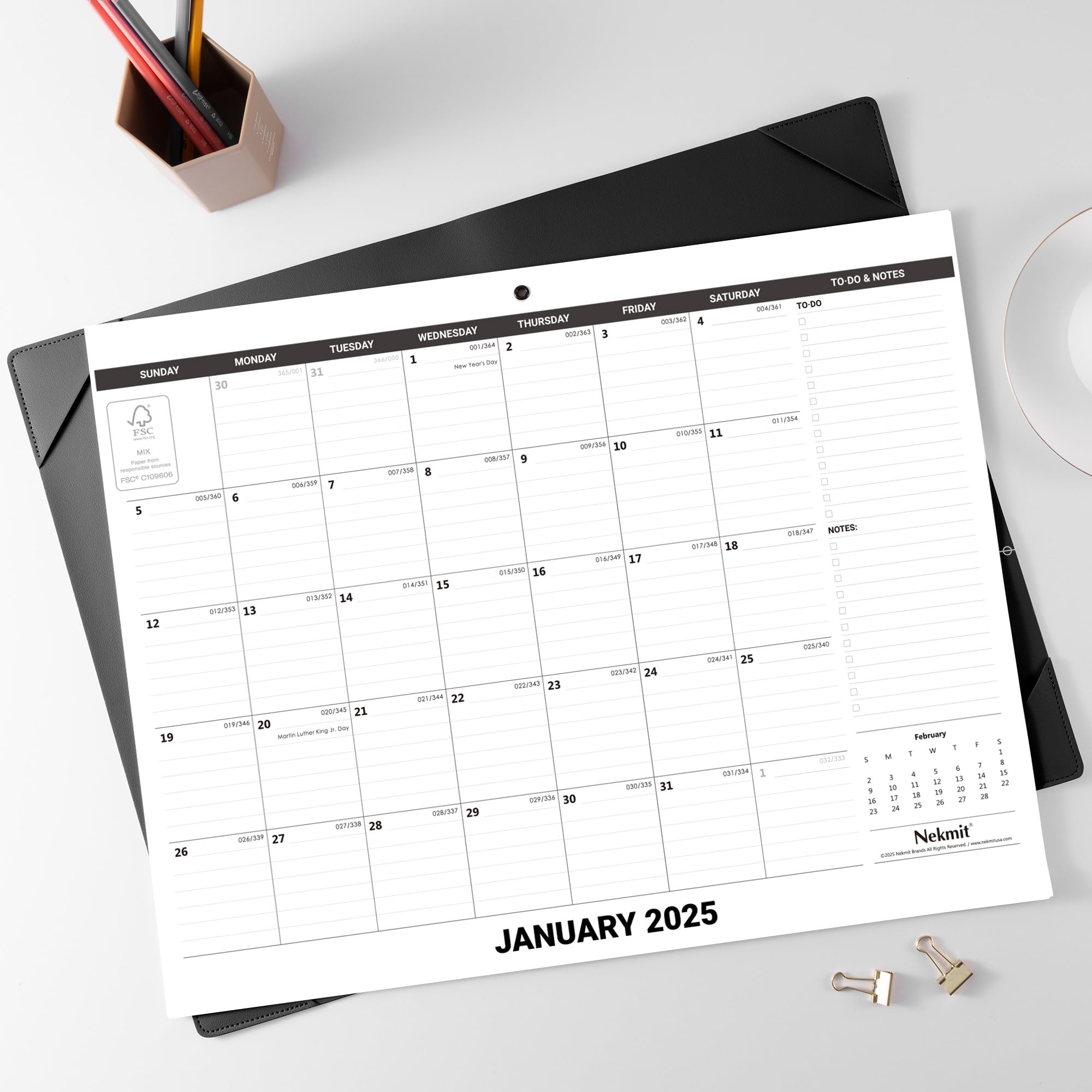 Nekmit 2025-2026 Large Desk Calendar with Desk Protector Pad | 21