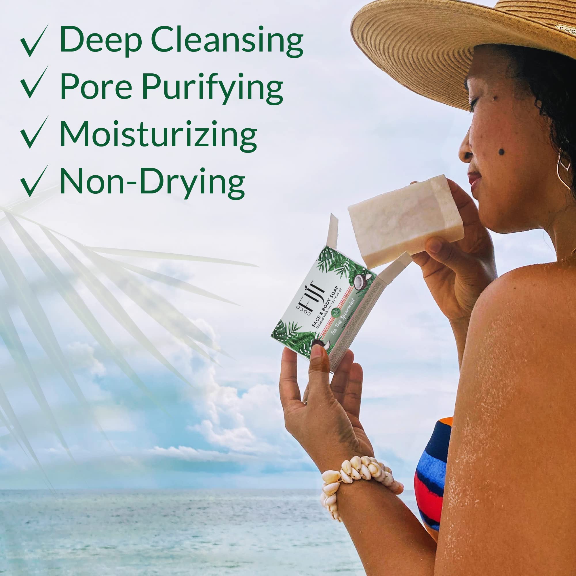 Organic Coconut Oil & Tea Tree Spearmint Soap Bar for Face and Body - Moisturizing, Pore Purifying Natural Soap with Essential Oils - 7 oz (Pack of 12) - Perfect for Daily Skincare & Spa Relaxation