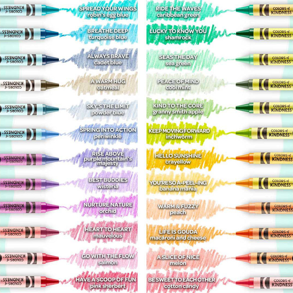 24-Piece Crayola Colors of Kindness Crayons Set - Non-Toxic, Washable Art Supplies for Kids Ages 3+ - Perfect for Classroom, Home School & Creative Coloring Activities