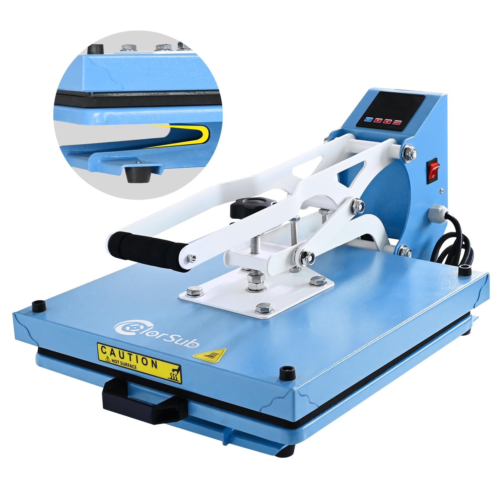 15x15 ColorSub Heat Press Machine for T-Shirts - Industrial Digital Sublimation Transfer Press with Clamshell Design (Blue) | Perfect for Custom T-Shirt Printing, DIY Projects & Small Business Apparel Production
