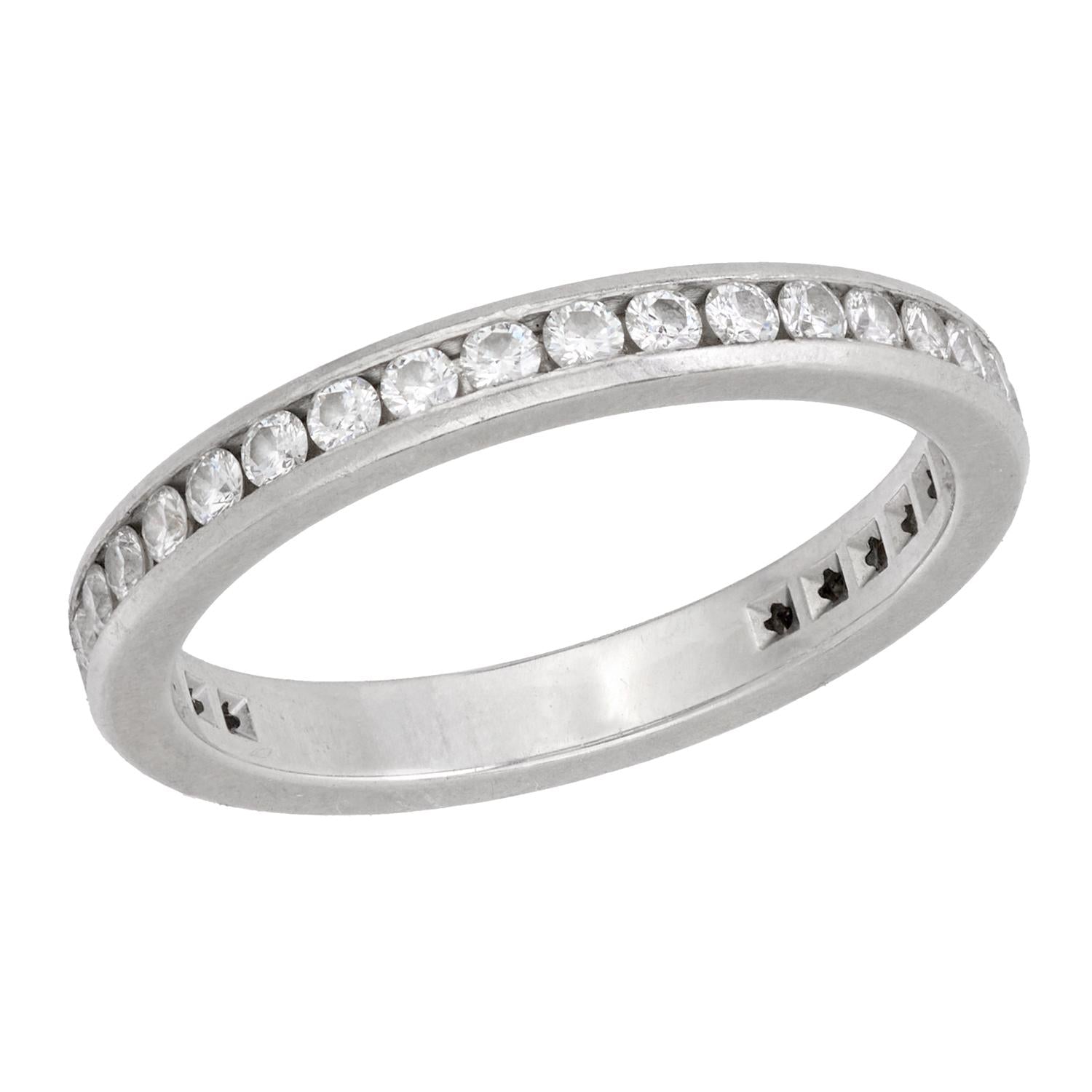 TIFFANY & CO. Platinum Diamond Eternity Band Ring - Vintage Engagement Wedding Anniversary Jewelry Gift for Her - Perfect for Bridal, Proposal & Special Occasions