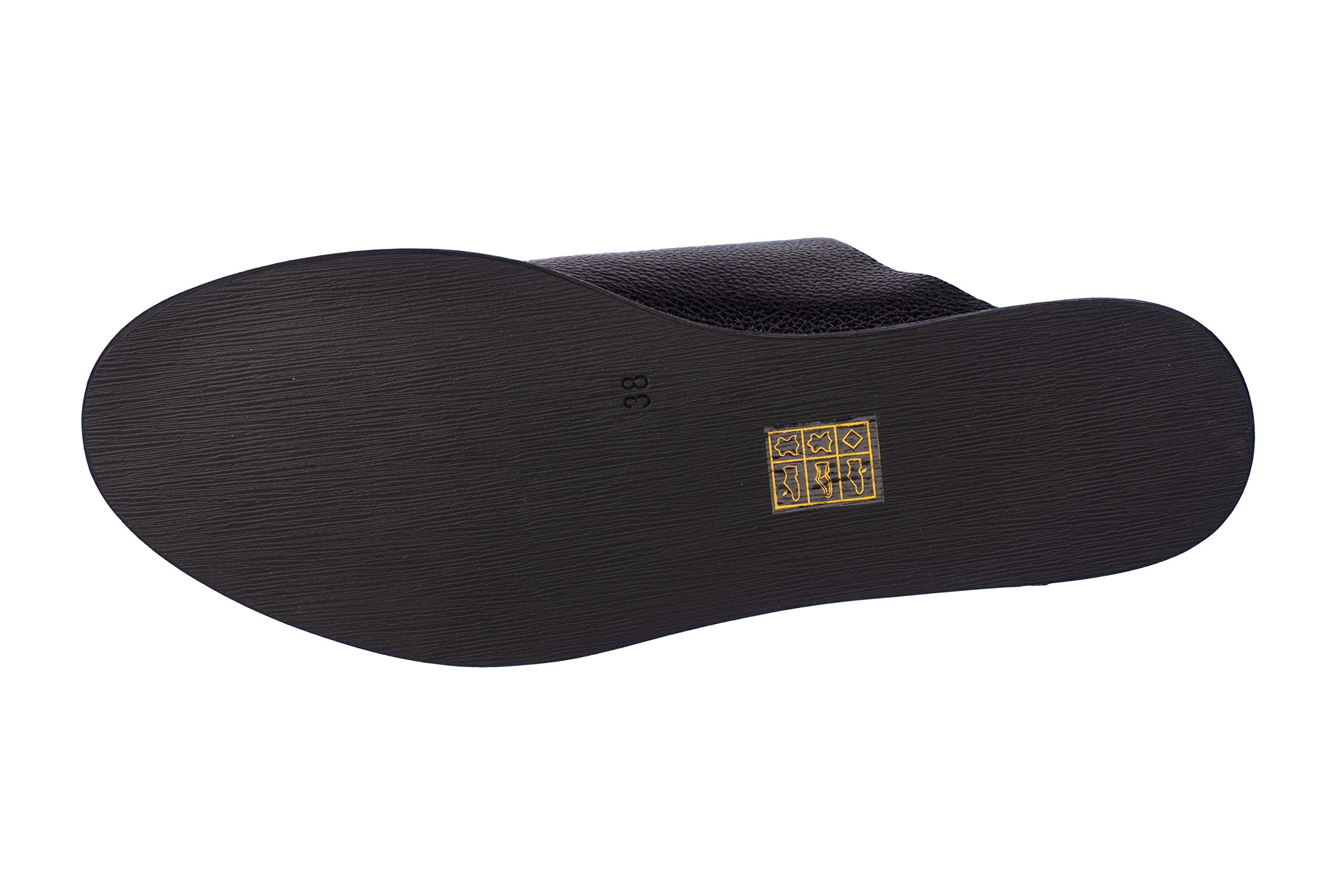LITFOOT LF5997-4-1 Women's Soft Leather Slippers - Black | Indoor House Shoes for Comfort & Relaxation | Perfect for Home, Spa & Lounge Wear