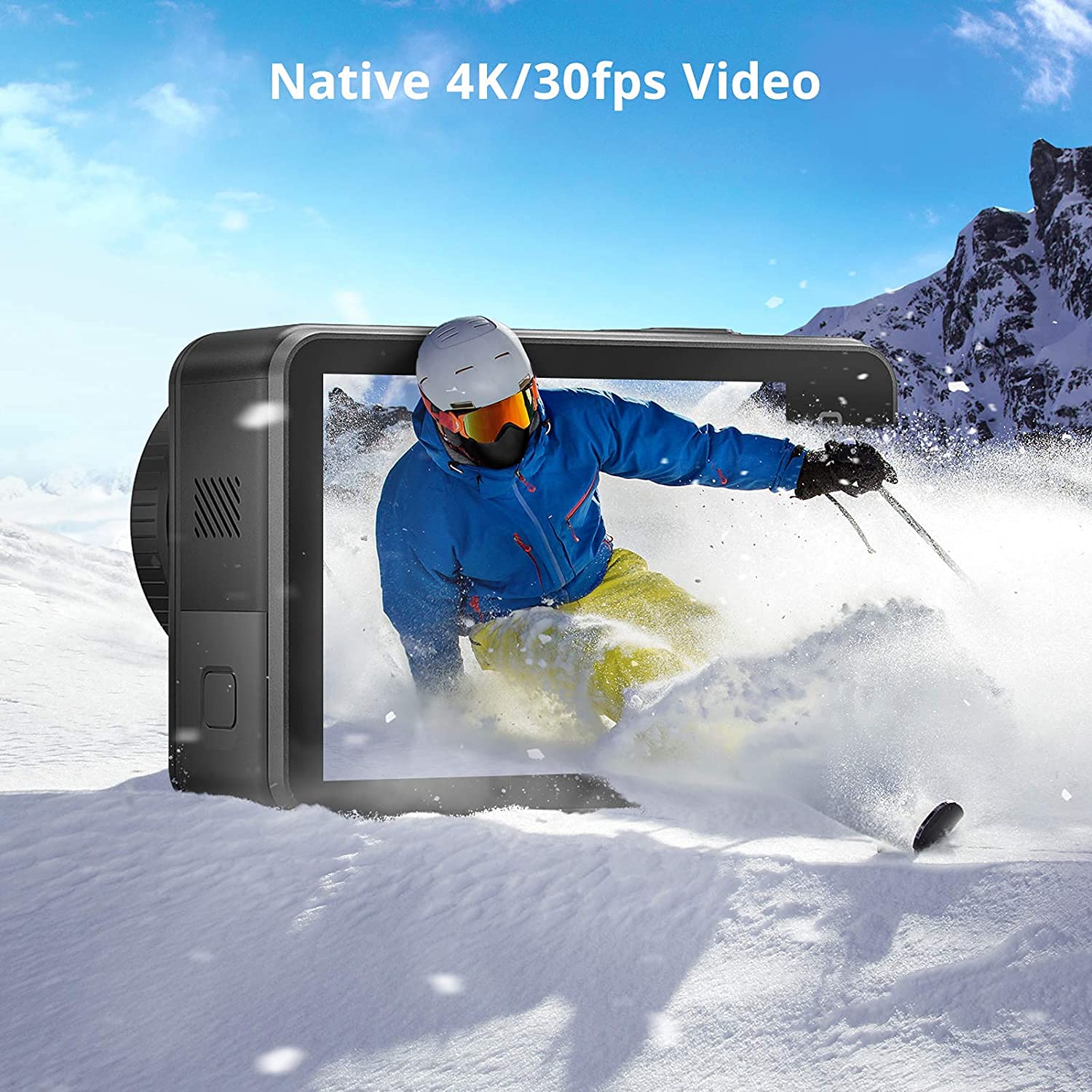 AKASO Brave 7 4K30FPS Waterproof Action Camera - 20MP WiFi Sports Camera with Touch Screen, IPX8 33FT Underwater, EIS 2.0 Stabilization, Zoom, External Mic & Voice Control, Includes 2X 1350mAh Batteries - Perfect for Vlogging, Diving, Surfing & Outdoor Adventures