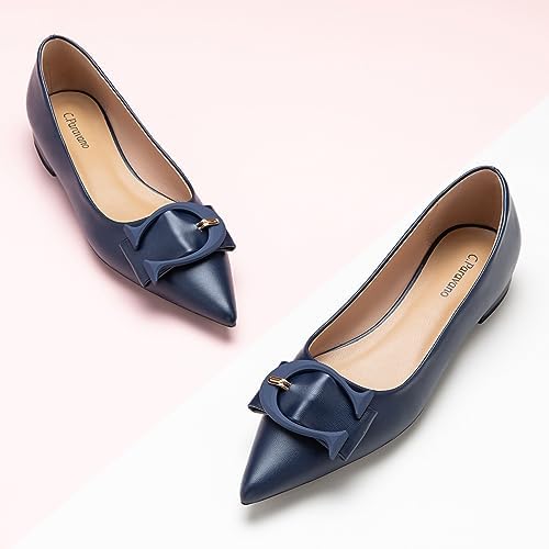 C.Paravano Women's Ballet Flats - Pointed Toe Leather Slip-On Shoes for Work & Everyday Comfort | Office, Commuting & Casual Wear