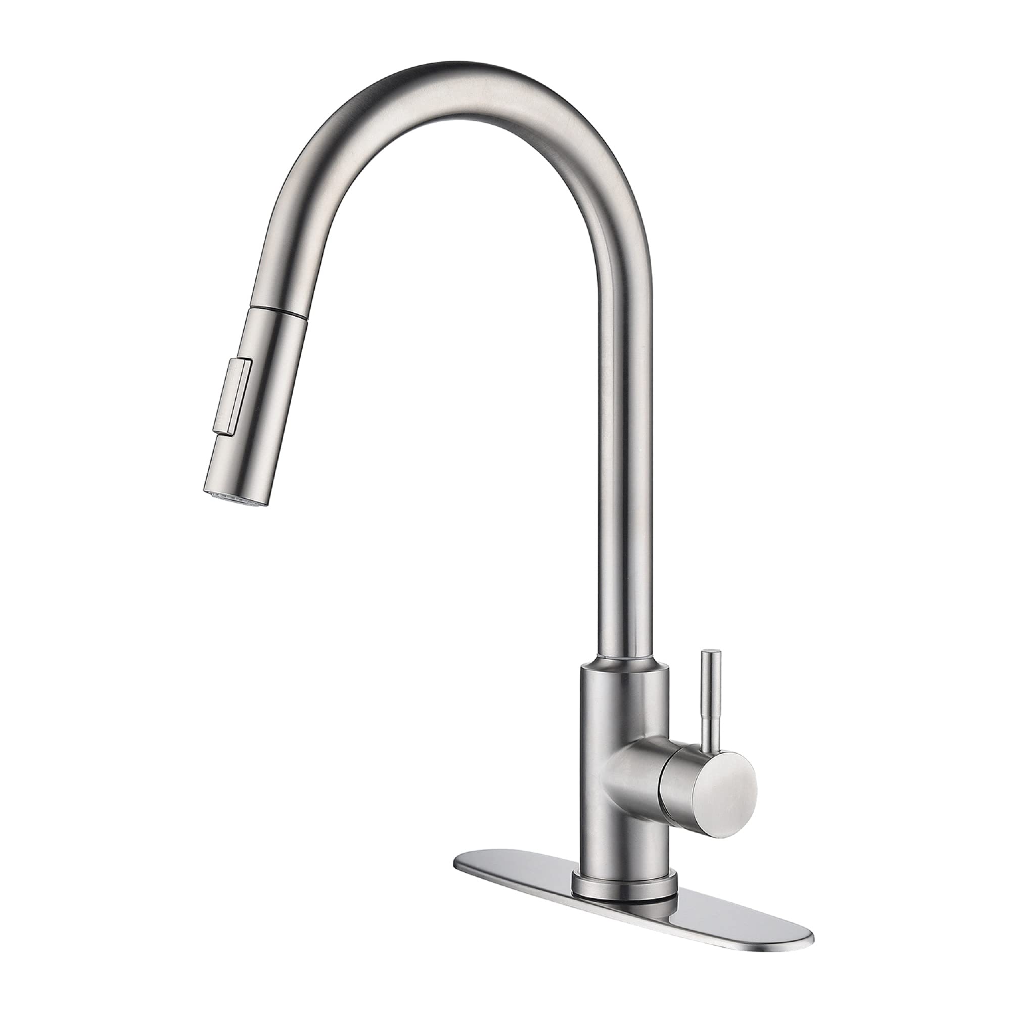 Cesicia Pull Down Kitchen Faucet - Stainless Steel Single Handle with Sprayer - Brushed Nickel/Gold Finish - Fits 1 or 3 Hole Sinks - Perfect for Modern Kitchens & Food Prep Areas