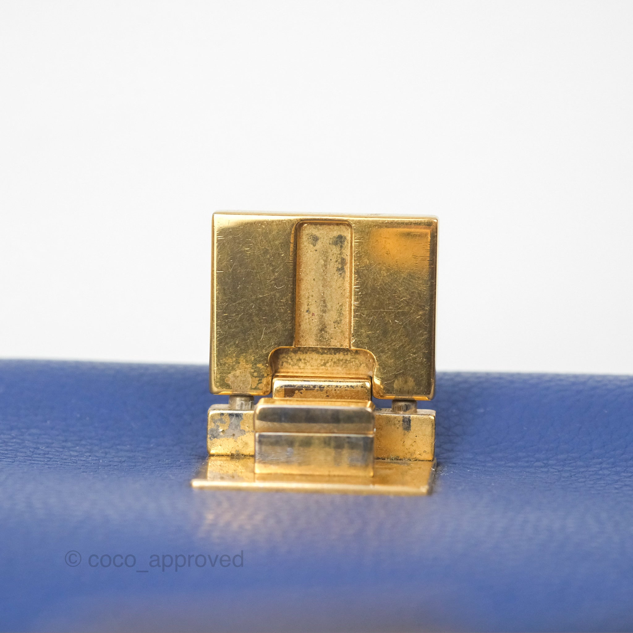 Celine Small Sleek Trapeze Handbag in Blue Calfskin Leather - Perfect for Work, Travel & Everyday Luxury