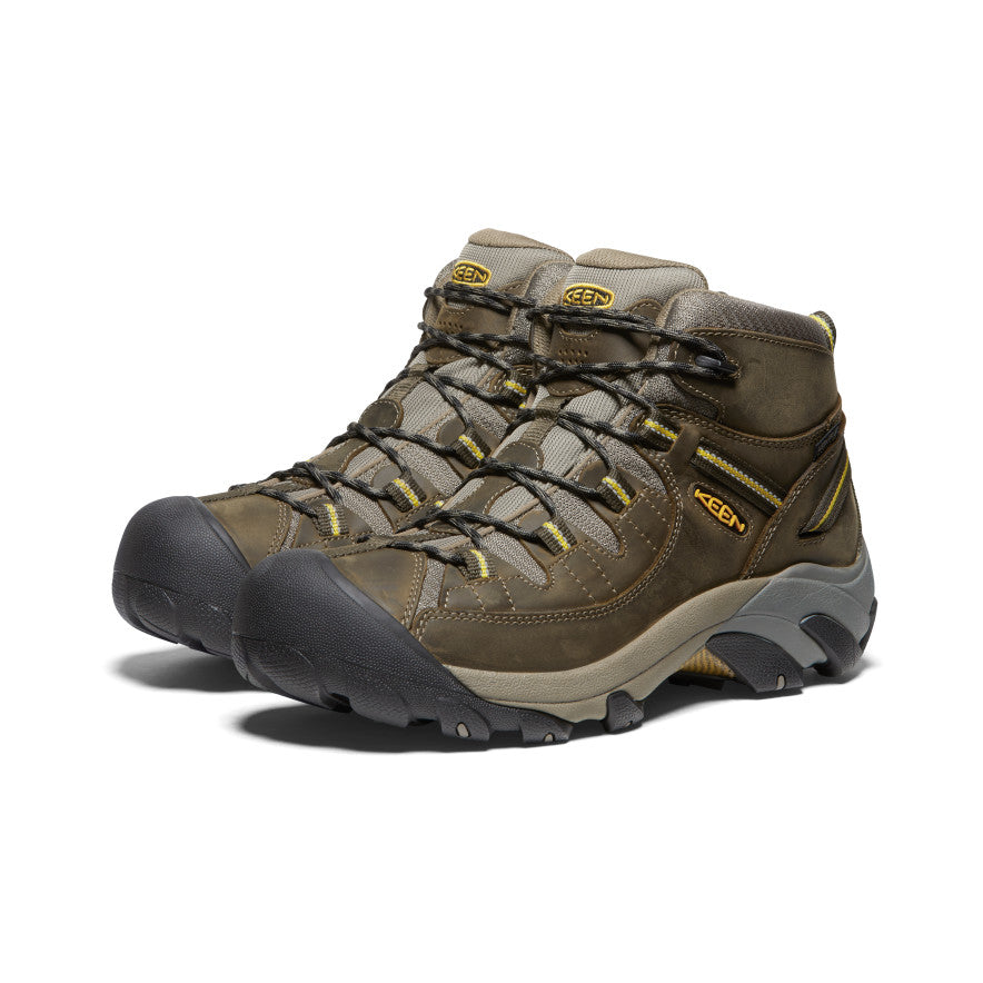 Men's KEEN Targhee II Mid Waterproof Hiking Boots - Black Olive/Yellow | Breathable & Durable Outdoor Shoes for Hiking, Trekking & Camping Adventures