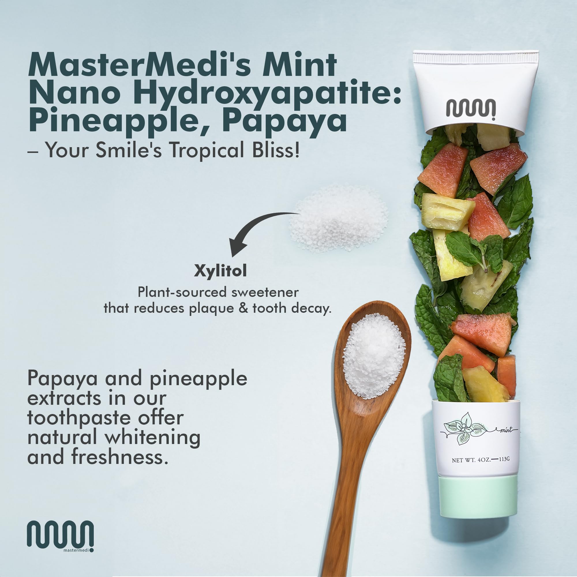 Fluoride-Free Nano Hydroxyapatite Toothpaste for Remineralization, Sensitive Teeth & Whitening | SLS-Free, Dentist Recommended | Anti-Plaque Formula | Magic Mint Flavor (4oz, 3-Pack) – Ideal for Daily Oral Care & Enamel Repair