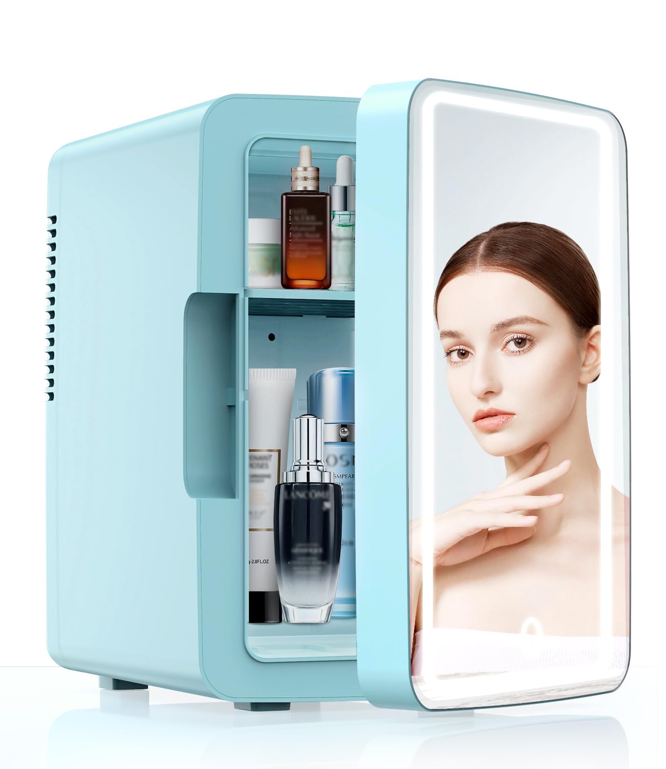 6.2L Mini Skincare Fridge with LED Mirror - Portable Cooler & Warmer for Makeup, Bedroom