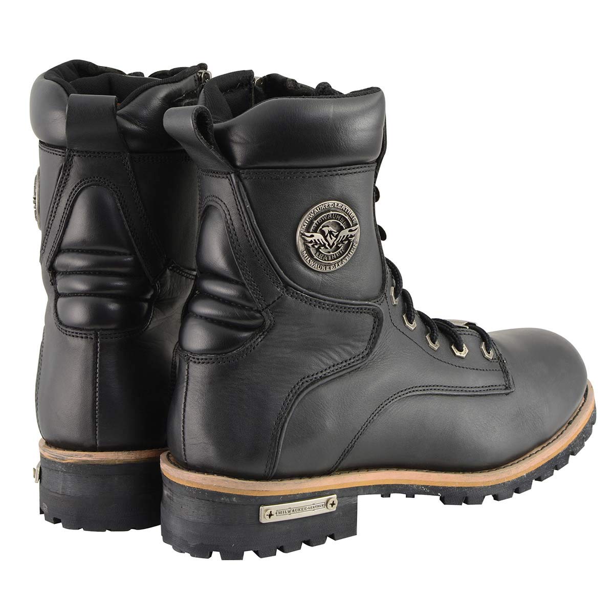 Milwaukee Leather Men's Classic Side Zip Work Boots - Durable Leather Boots for Construction, Outdoor Work & Casual Wear