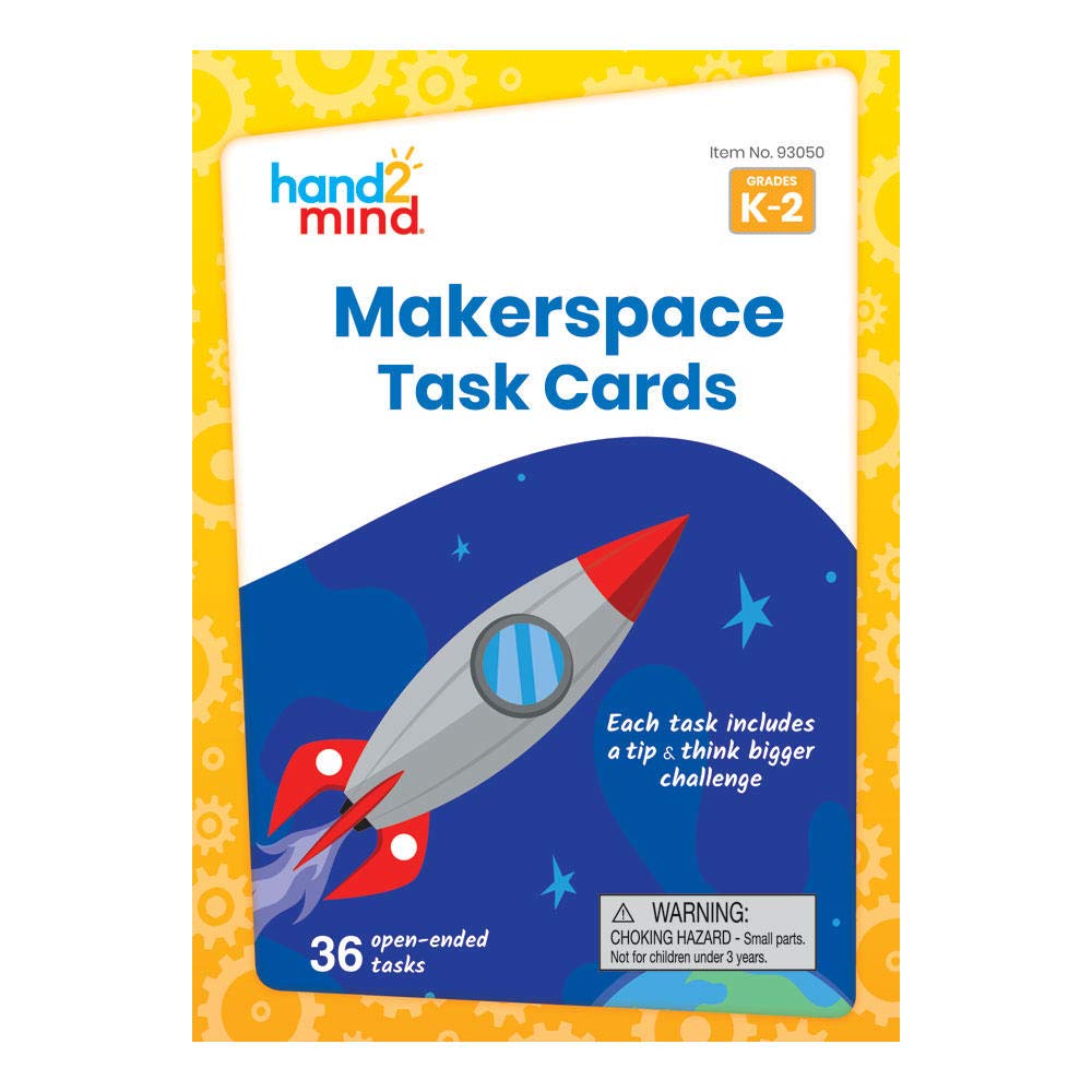 hand2mind Makerspace Task Cards - 36 STEM Learning Activities for Kids (Grades K-2) | Creative Building Projects, Educational Toys & Classroom Supplies | Perfect for Homeschooling & Elementary STEM Labs