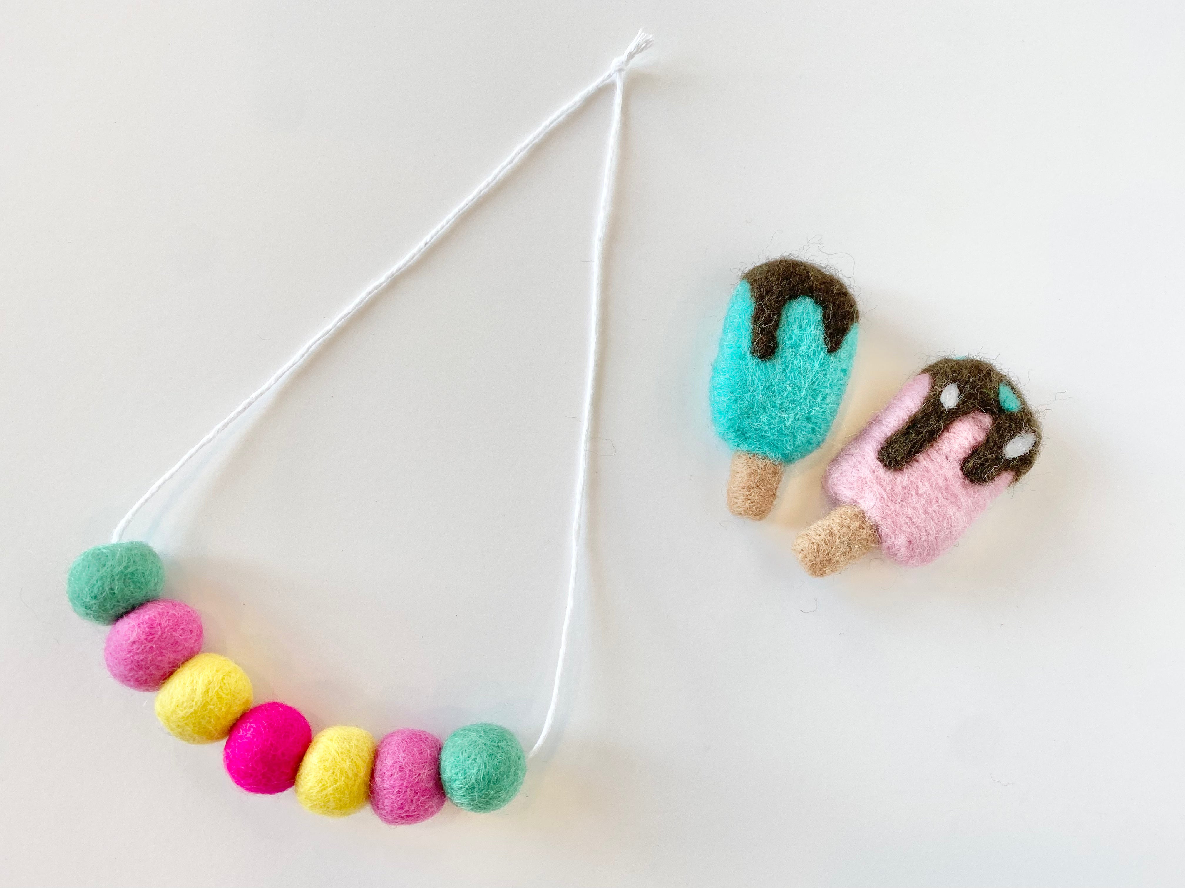 Stylish Summer Felt Ball Necklace for Women - Trendy Boho Beaded Jewelry for Beach, Vacation & Music Festivals