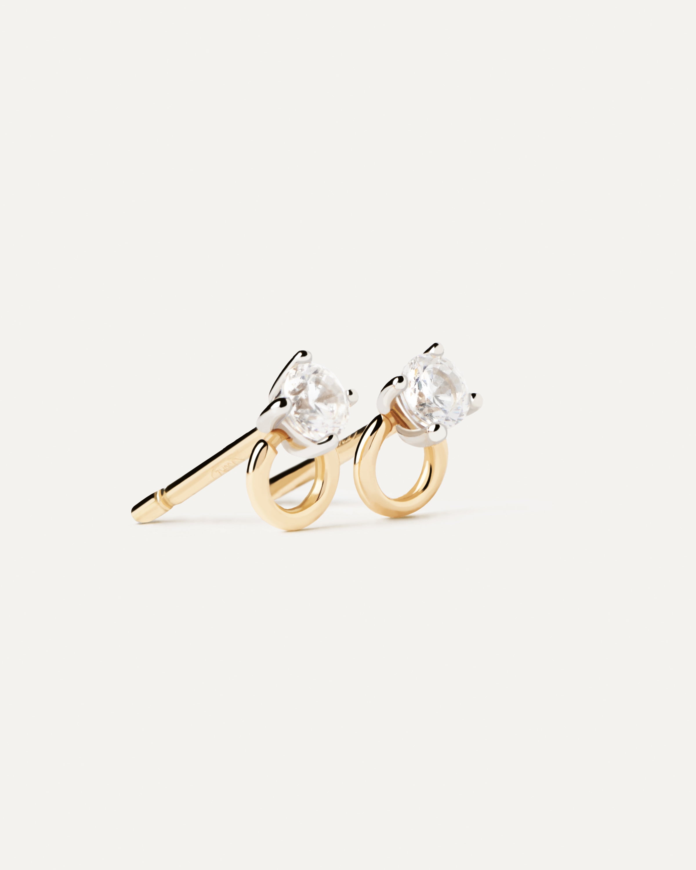 Diamond and Gold Ari Stud Earrings for Women – Elegant 14K Gold Plated Earrings for Daily Wear, Parties, and Special Occasions