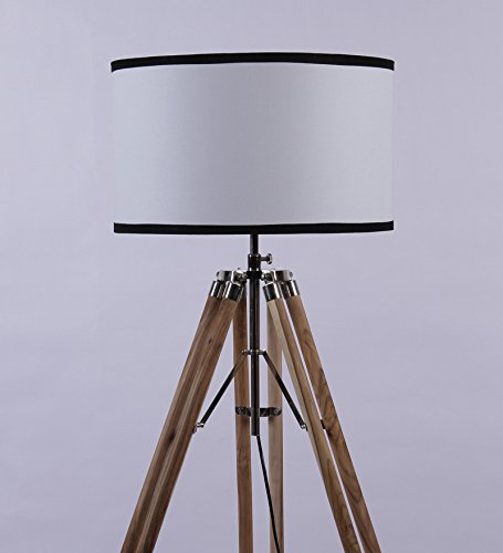 NauticalMart Teak Wood Tripod Floor Lamp Stand - Natural Timber Home Decor Lighting (Shade Not Included) | Perfect for Living Room, Bedroom, or Office Ambient Lighting