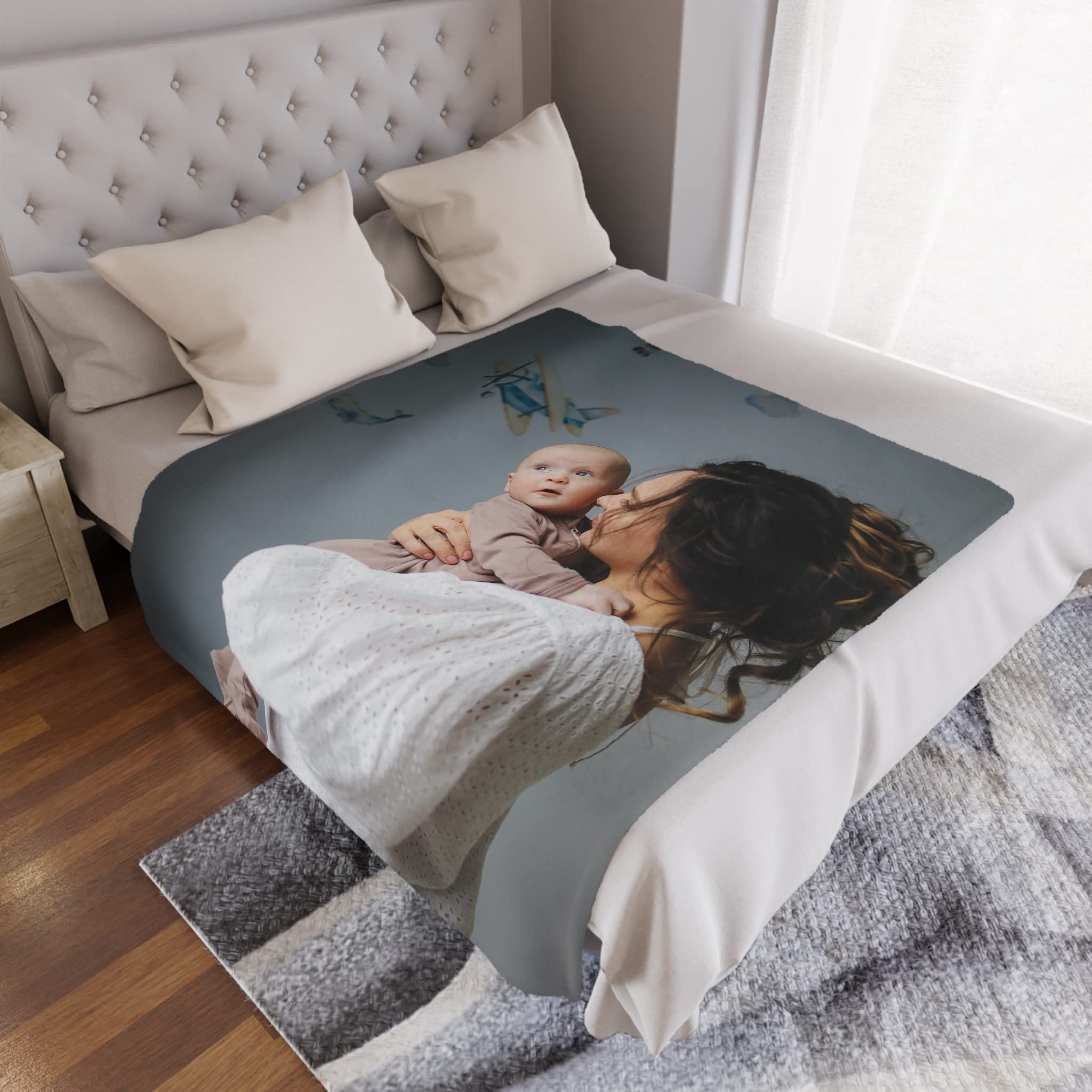 Custom Photo Blanket - Personalized Fleece Throw with Text & Collage - Soft Flannel Blanket for Mom, Grandma - Unique Mother's Day Gift from Daughter, Son, Husband - Perfect for Cozy Nights, Family Photos & Special Occasions