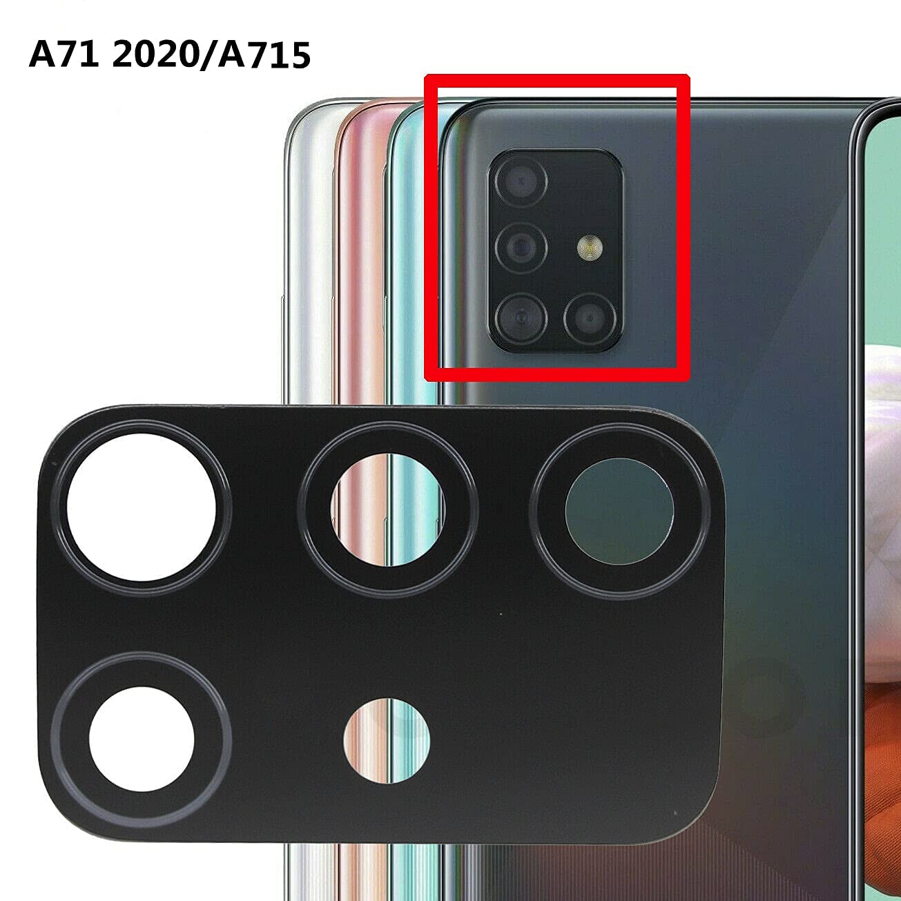 Original 2-Pack OEM Rear Camera Glass Lens Replacement for Samsung Galaxy A71 5G/A715 (2020 Model) - Includes Adhesive & Repair Tools - Compatible with All Carriers - Perfect for DIY Phone Repairs & Camera Protection