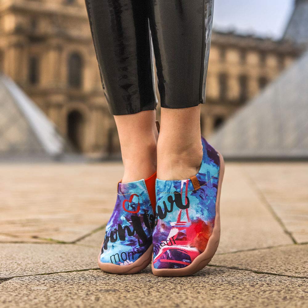 UIN Women's Slip On Sneakers - Casual Knit Loafers with Artistic Painting | Comfortable Soft Walking Shoes for Women | Perfect for Work, Travel & Everyday Wear