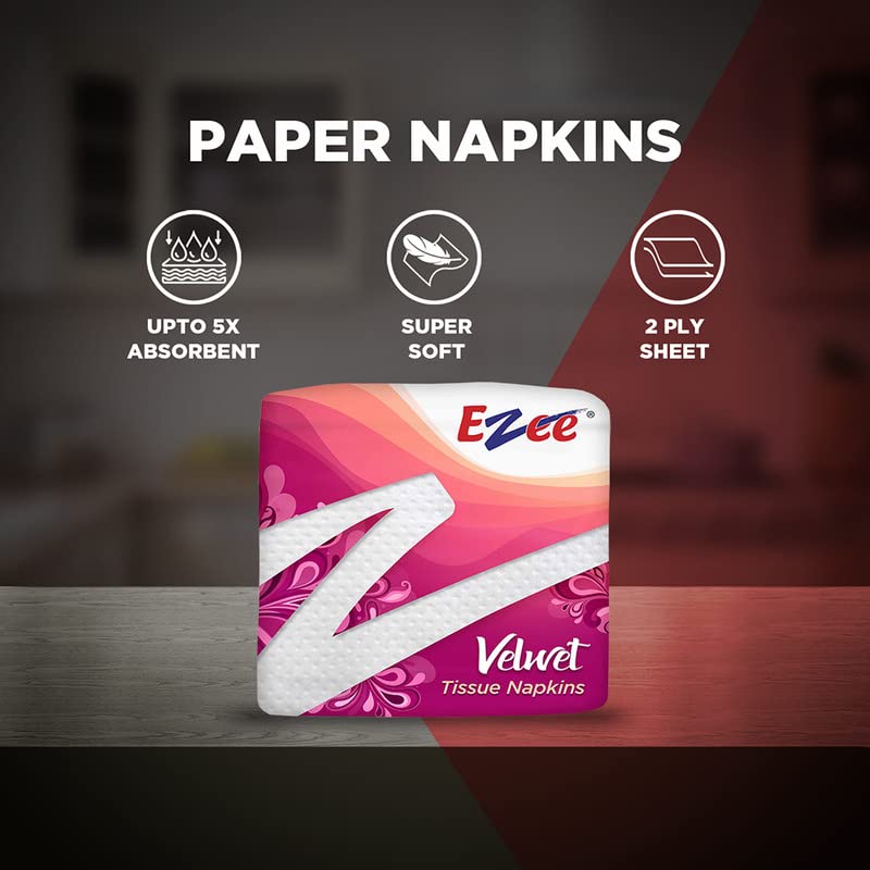 Ezee Velvet Tissue Paper Napkins 300 Pulls - Ultra Soft & Highly Absorbent Facial Tissues | Pack of 3 x 100 Pulls | Perfect for Home, Office, Parties & Travel
