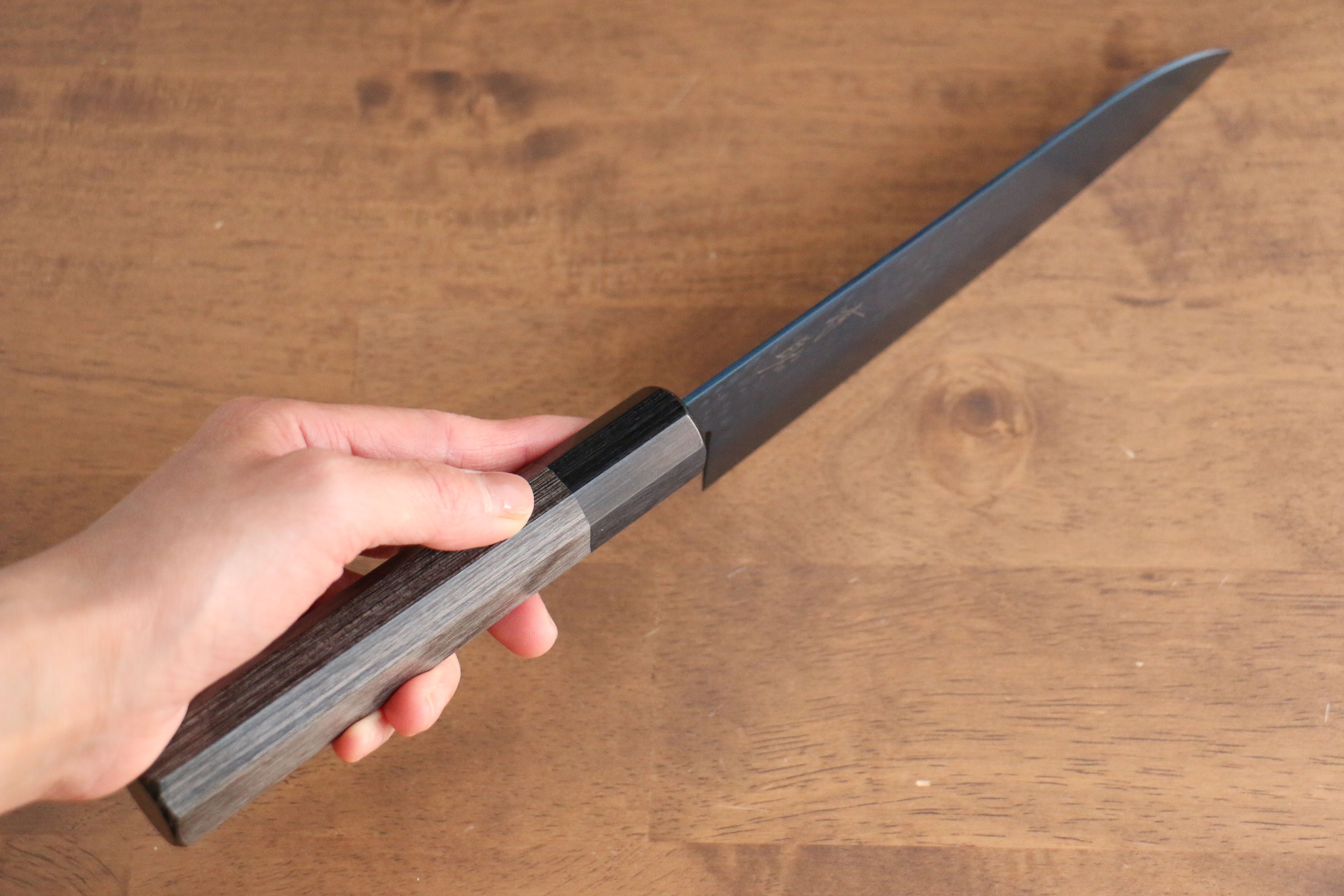 Premium Seisuke SK 85 Santoku Knife 180mm - Japanese Hammered Blade with Ion Plating & Gray Pakka Wood Handle - Ideal for Slicing, Dicing, and Chopping Vegetables, Meat, and Fish - Perfect for Home Chefs and Professional Kitchens