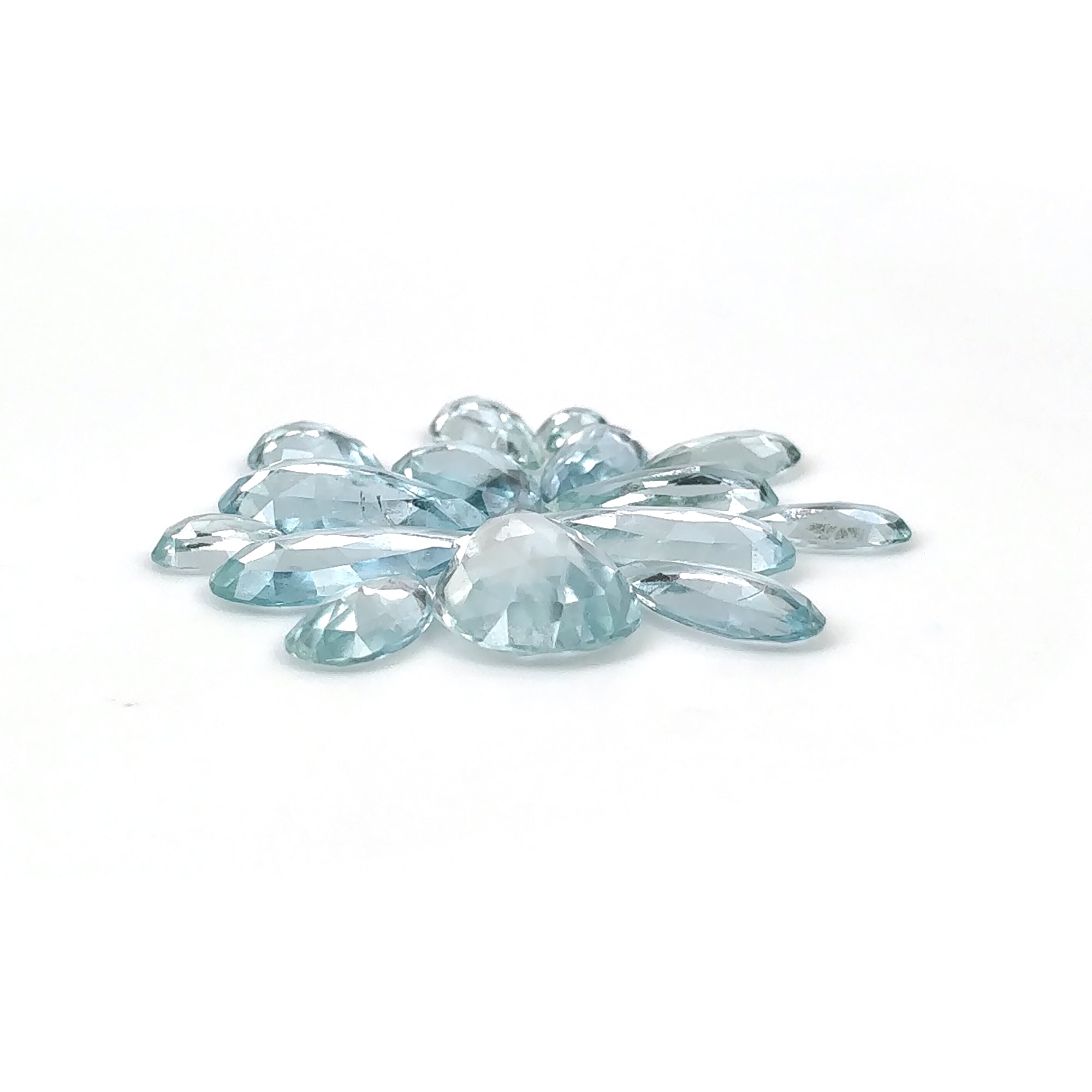 Natural Untreated Blue Aquamarine Gemstone Rose Cut - 23.55cts Pear Shape (6.5*4mm to 18*10.5mm) 15pcs | Jewelry Making, Engagement Rings & Healing Crystals