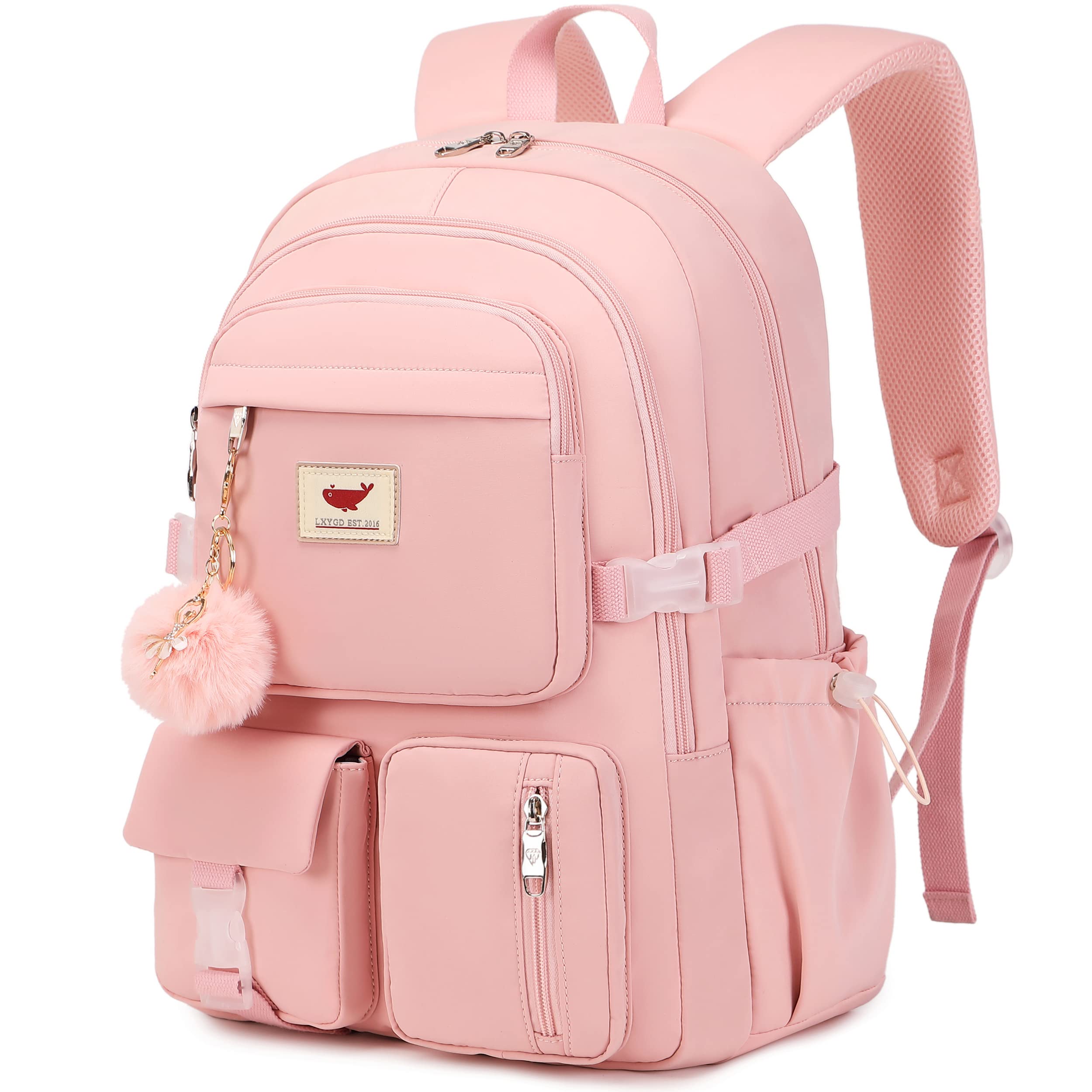 LXYGD 15.6 Inch Anti-Theft Laptop Backpack for Women & Teens - Lightweight School Bag for Elementary, Middle, High School & College Students - Travel Backpack with Large Capacity for Books & Essentials (Pink) - Perfect for Daily Commute, Campus Life & Business Trips