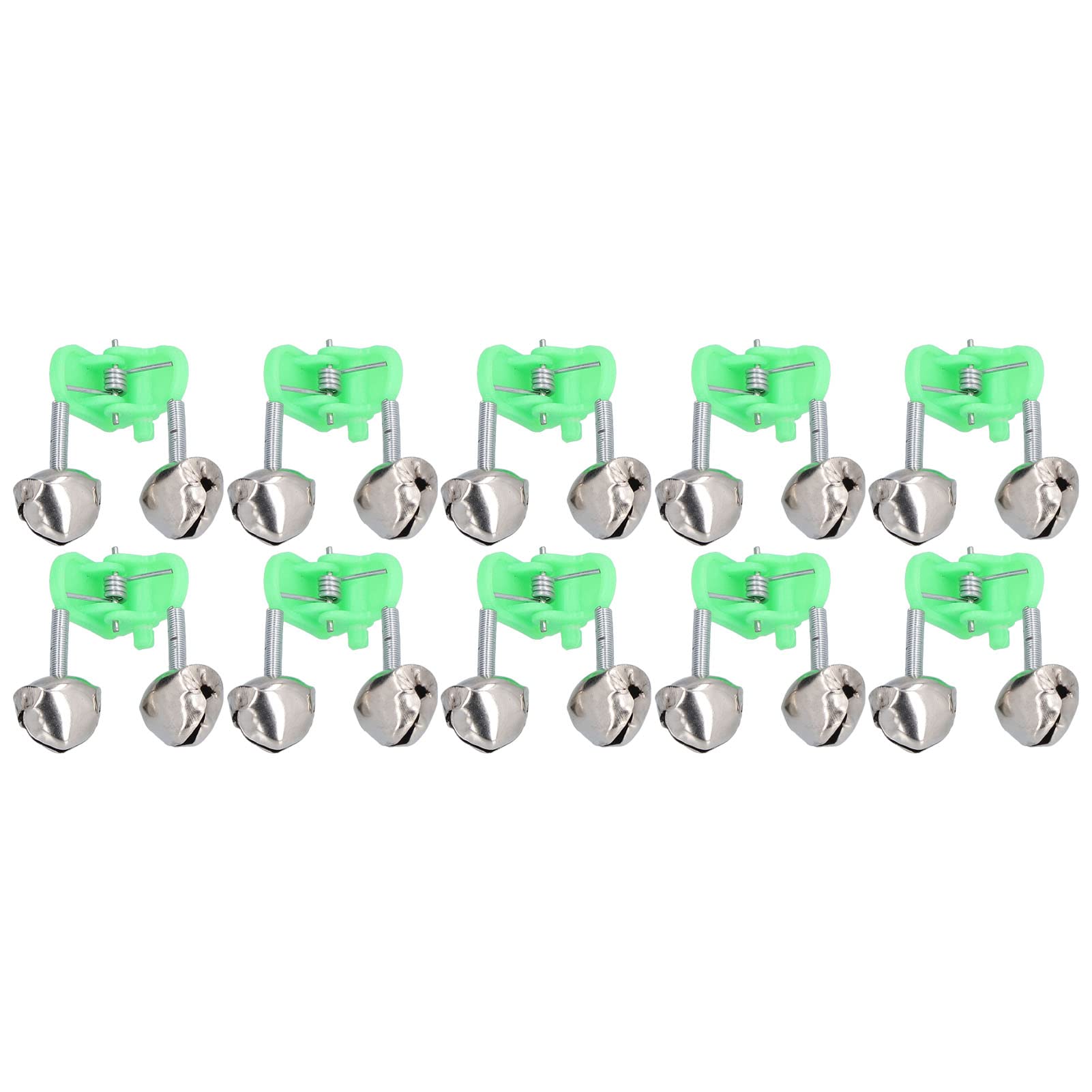 VGEBY 10PCS Fishing Bite Alarms with Rod Tip Clamp Bells - Twin Bell Ring Clip for Fishing Pole, Fish Bite Lure Alert - Perfect for Night Fishing and Ice Fishing Accessories