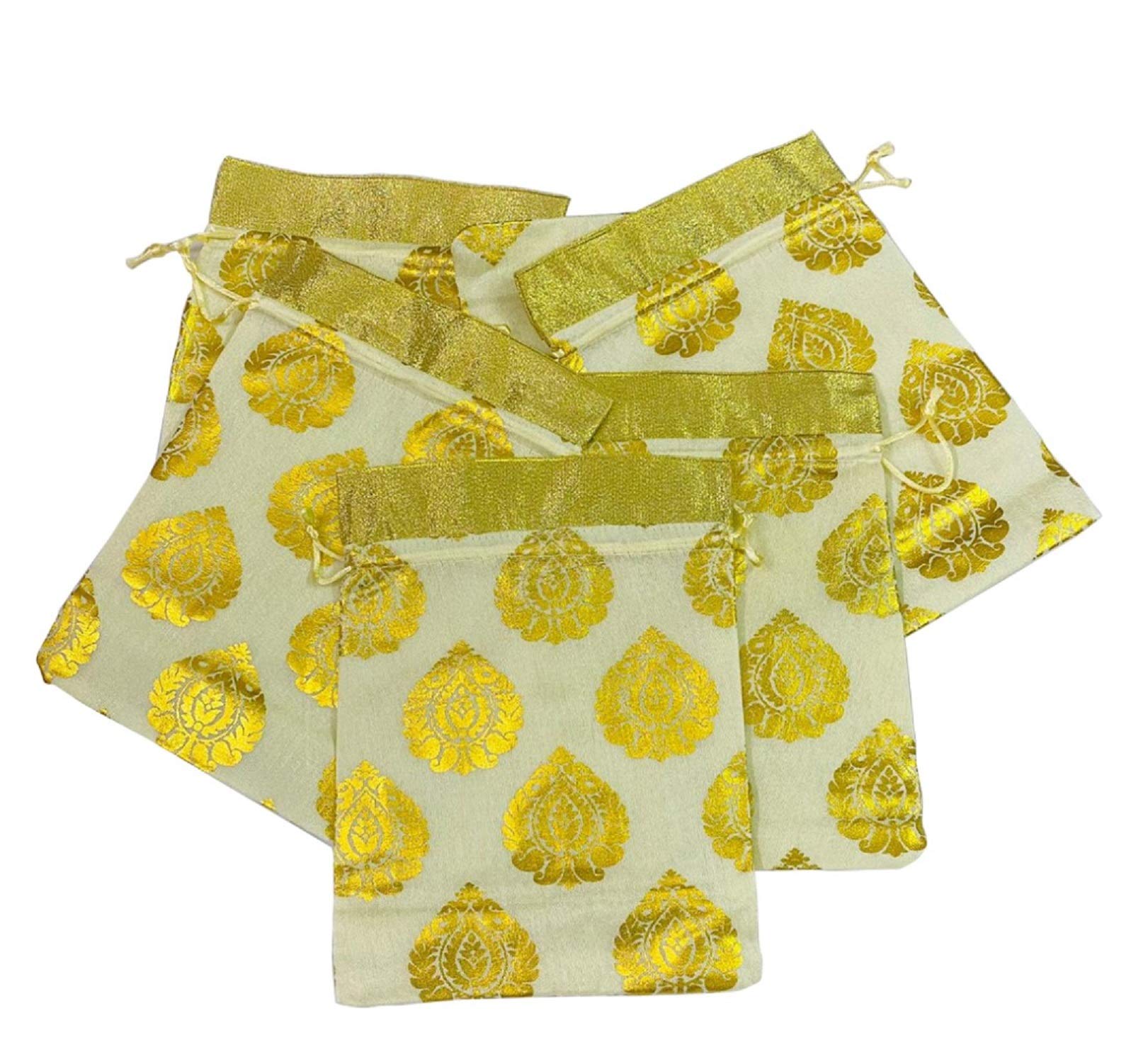 Moira Unisex Silk Brocade Potli Gift Bag (9 x 7 inches) - Perfect for Weddings, Parties & Indian Festivals