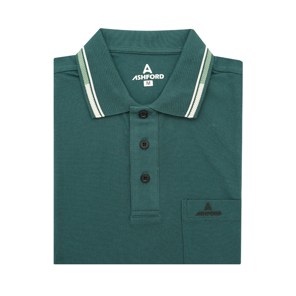 Ashford Men's Short Sleeve Polo Shirt - Mix & Match Any 2 - Casual Green Cotton Golf Shirt for Men - Perfect for Office, Golf & Summer Outings
