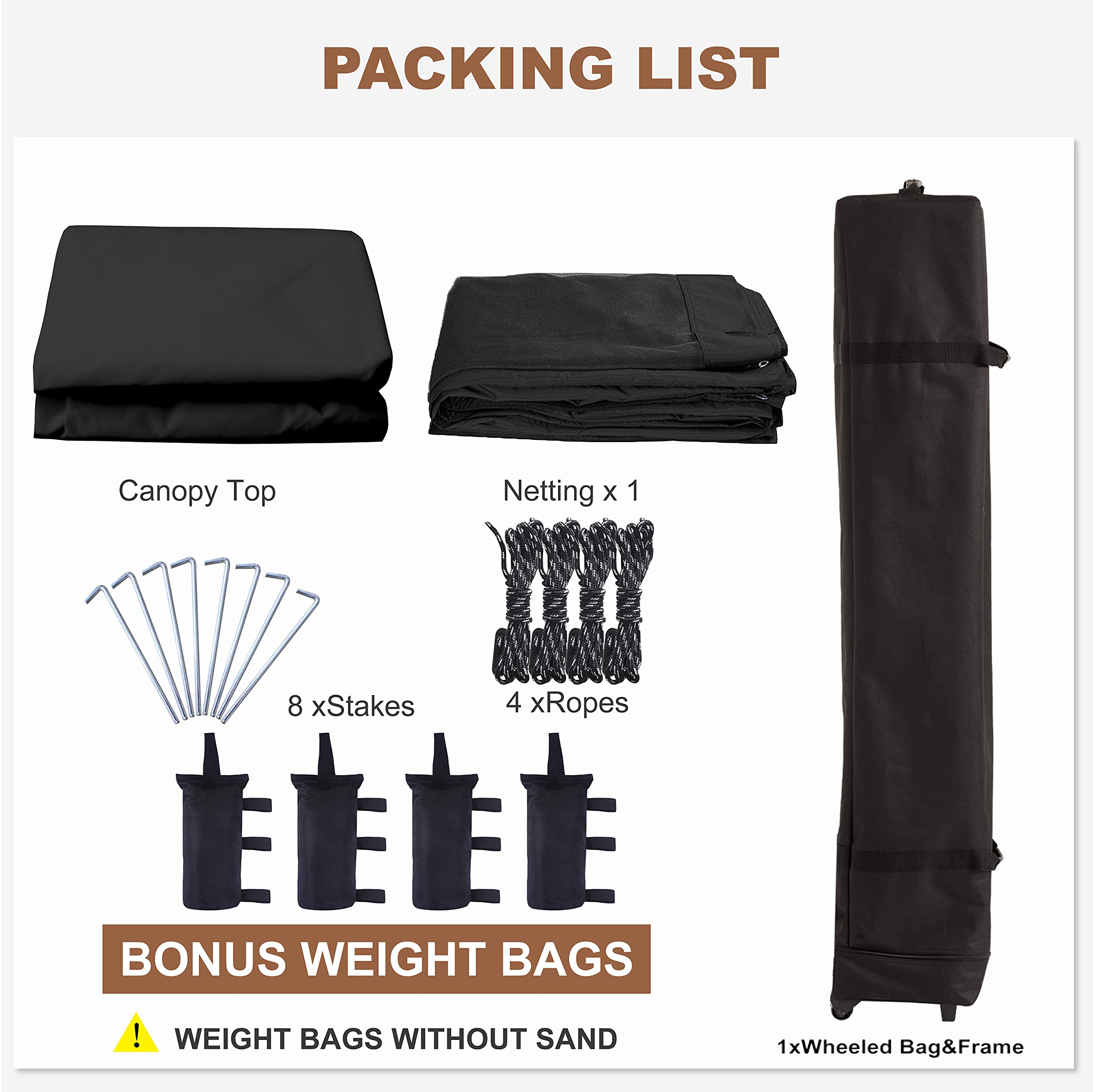 MASTERCANOPY 8x8 Black Pop-Up Canopy Tent with Netting Screen Walls - Easy Setup Outdoor Shelter for Camping, Picnics, Beach & Backyard Parties