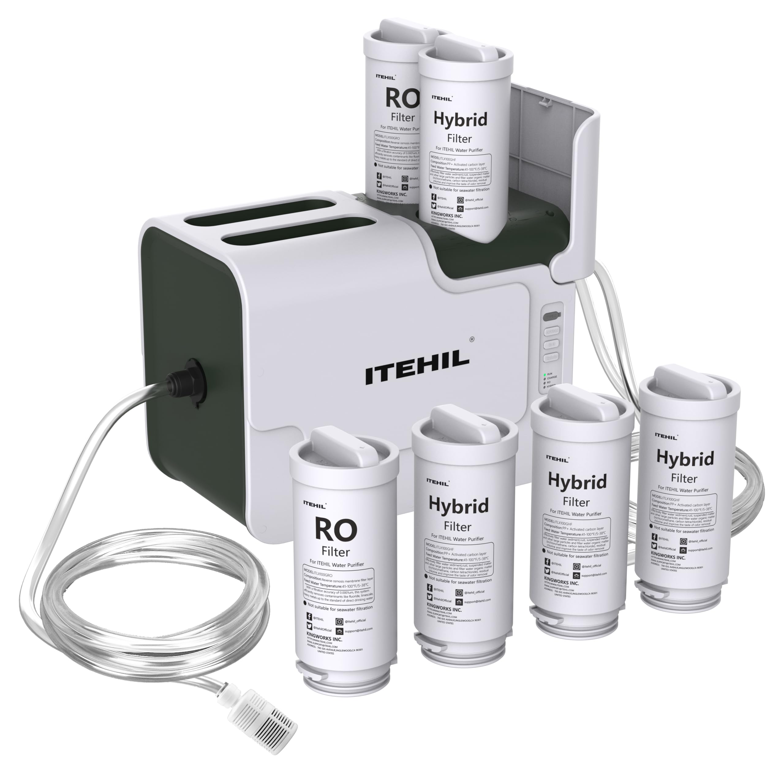 Portable Water Filter with Hybrid & RO Technology - Camping & Hiking Water Purification System - Survival Gear for Outdoor Adventures (Includes 2 RO Filters + 4 Hybrid Filters) - Perfect for Backpacking, Emergency Preparedness & Clean Drinking Water Anywhere