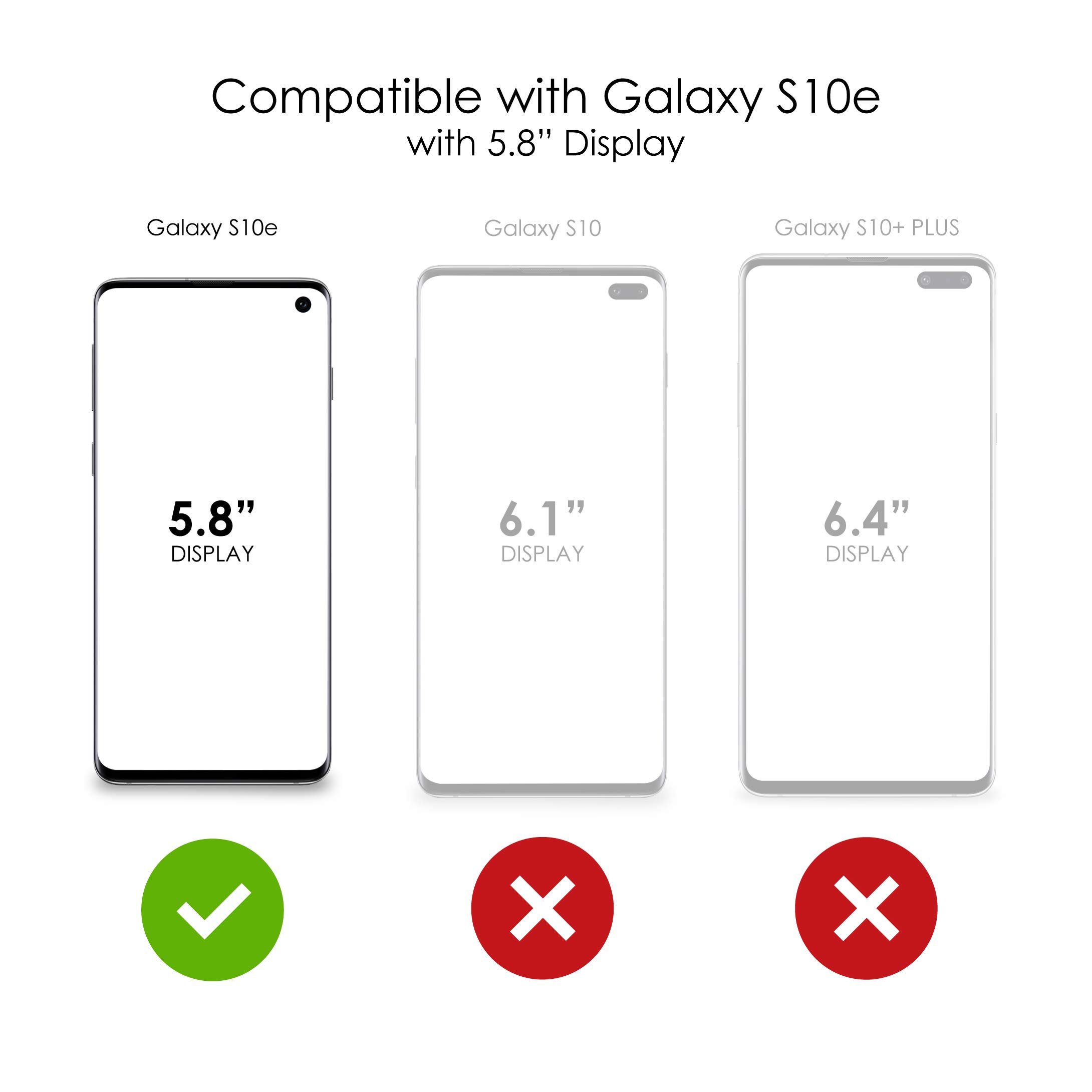 Shockproof Clear Hybrid Case for Samsung Galaxy S10e (5.8 Inch) with TPU Bumper & Tempered Glass Screen Protector - Slim Protective Phone Cover for Everyday Use, Work, and Travel