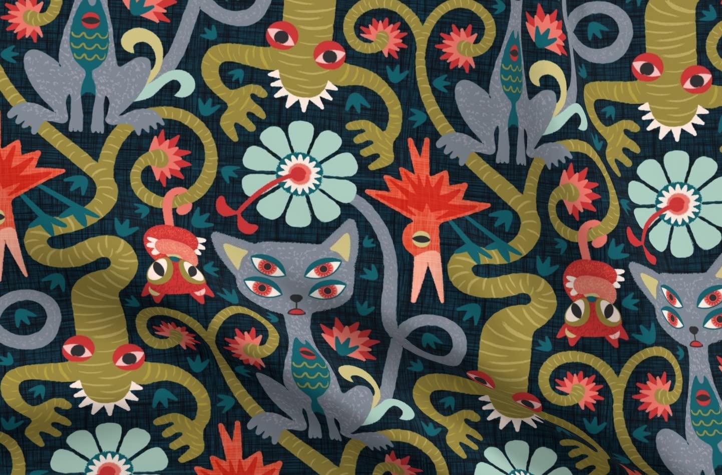 Imagination Creepy Animals Printed Satin Fabric by The Yard - Premium Sewing Material for Apparel, Fashion Blankets & Home Decor - Perfect for Halloween Costumes, Quilting & DIY Crafts