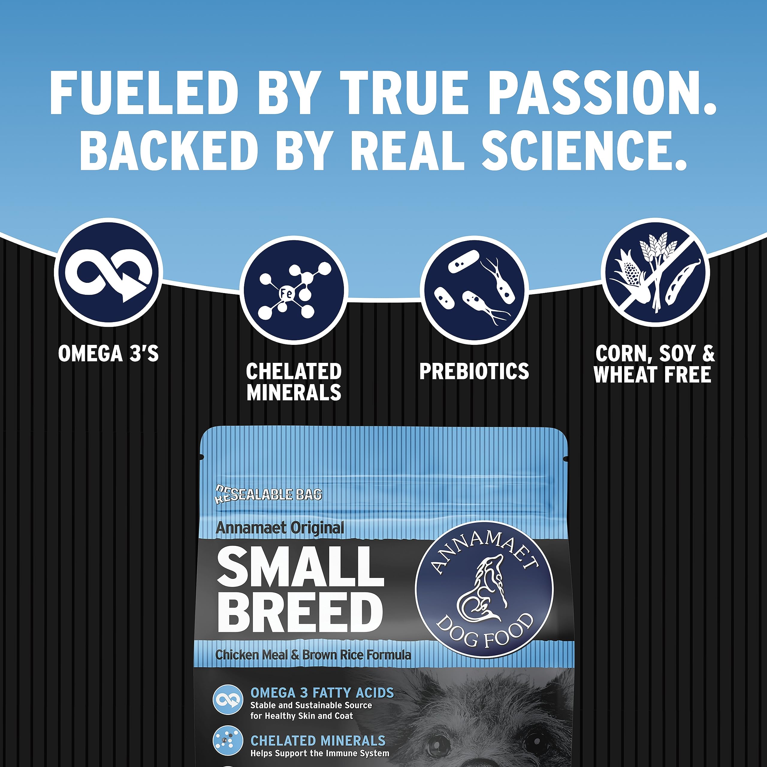 Annamaet Original Small Breed Formula Dry Dog Food - Chicken & Brown Rice Recipe, 4 lb Bag | High Protein Nutrition for Toy & Miniature Dogs | Perfect for Home Feeding & Travel Portions