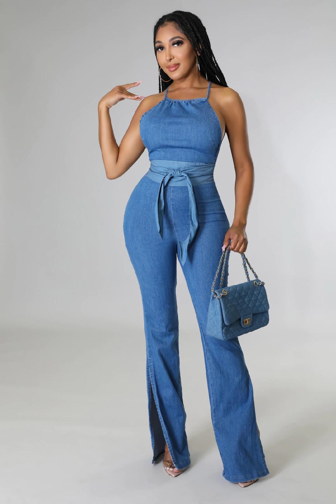 Stylish Kelisa Denim Jumpsuit for Women - Trendy Casual Romper with Pockets | Perfect for Everyday Wear, Date Nights & Outdoor Adventures