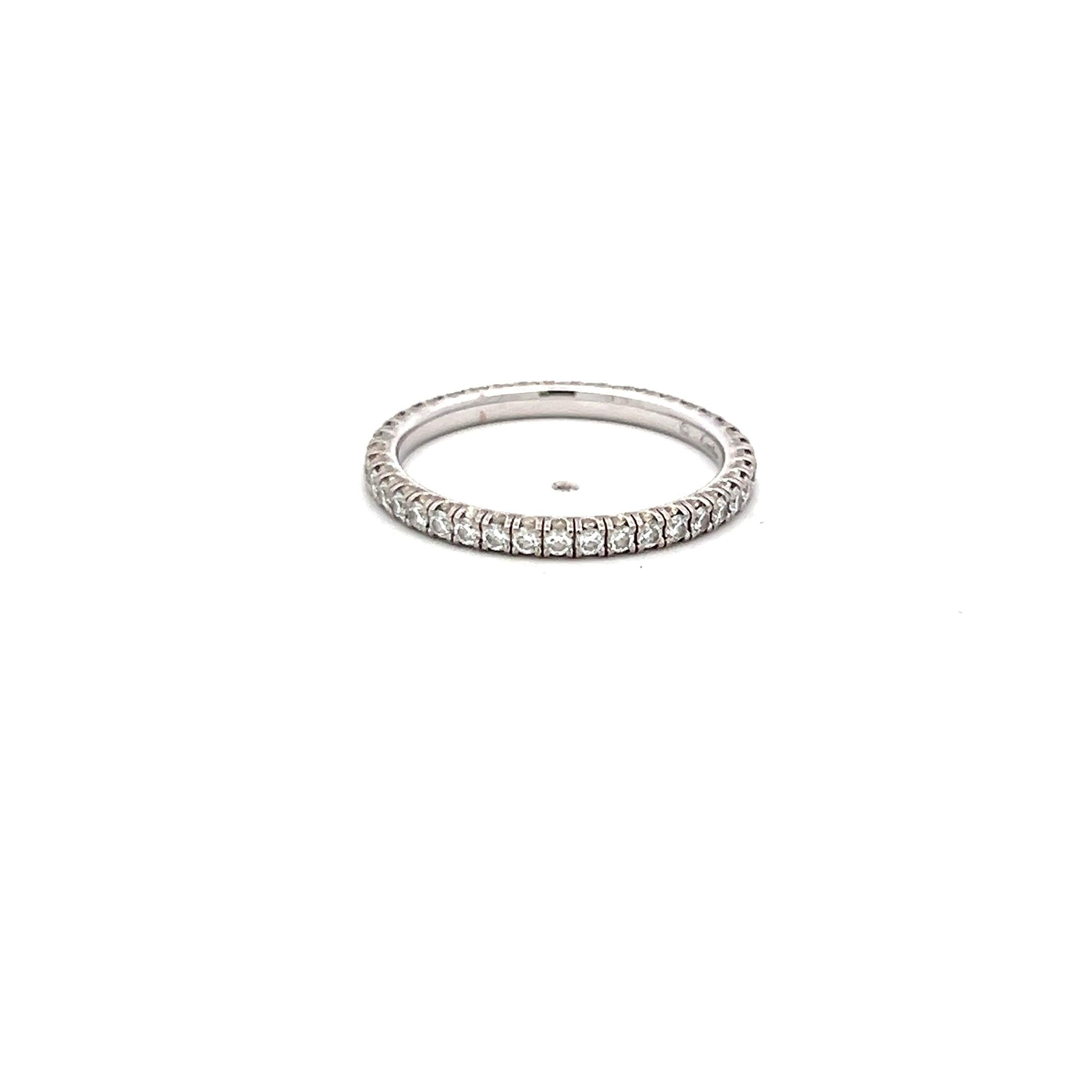 Cartier 0.47 Carat Round Brilliant Diamond 18K White Gold Wedding Band Ring for Women - Elegant Bridal Jewelry, Anniversary Gift & Engagement Ring for Special Occasions
