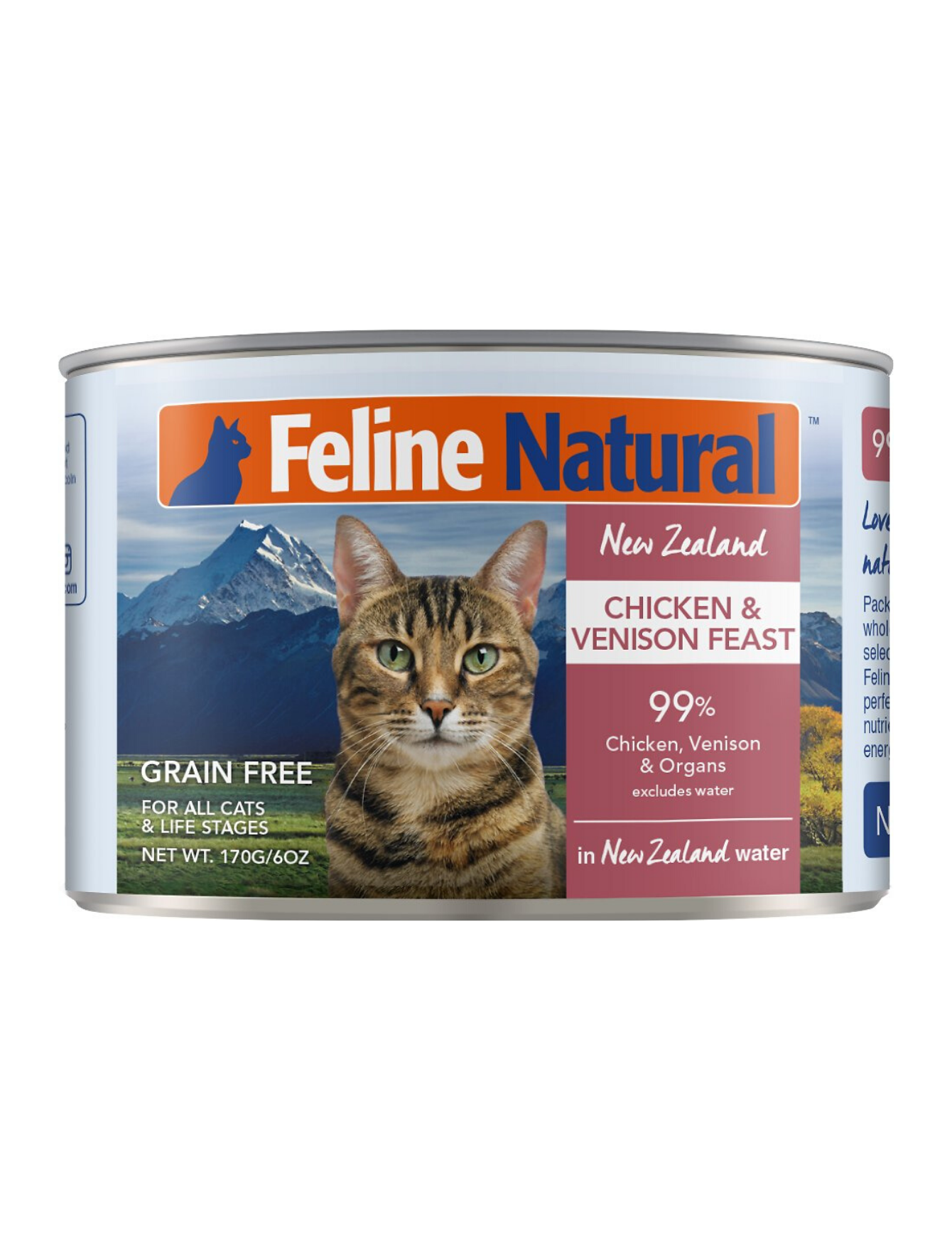 Feline Natural Grain-Free Chicken & Venison Canned Cat Food 170g - High Protein Wet Food for Adult Cats, Kitten & Senior Cats - Perfect for Picky Eaters & Sensitive Stomachs
