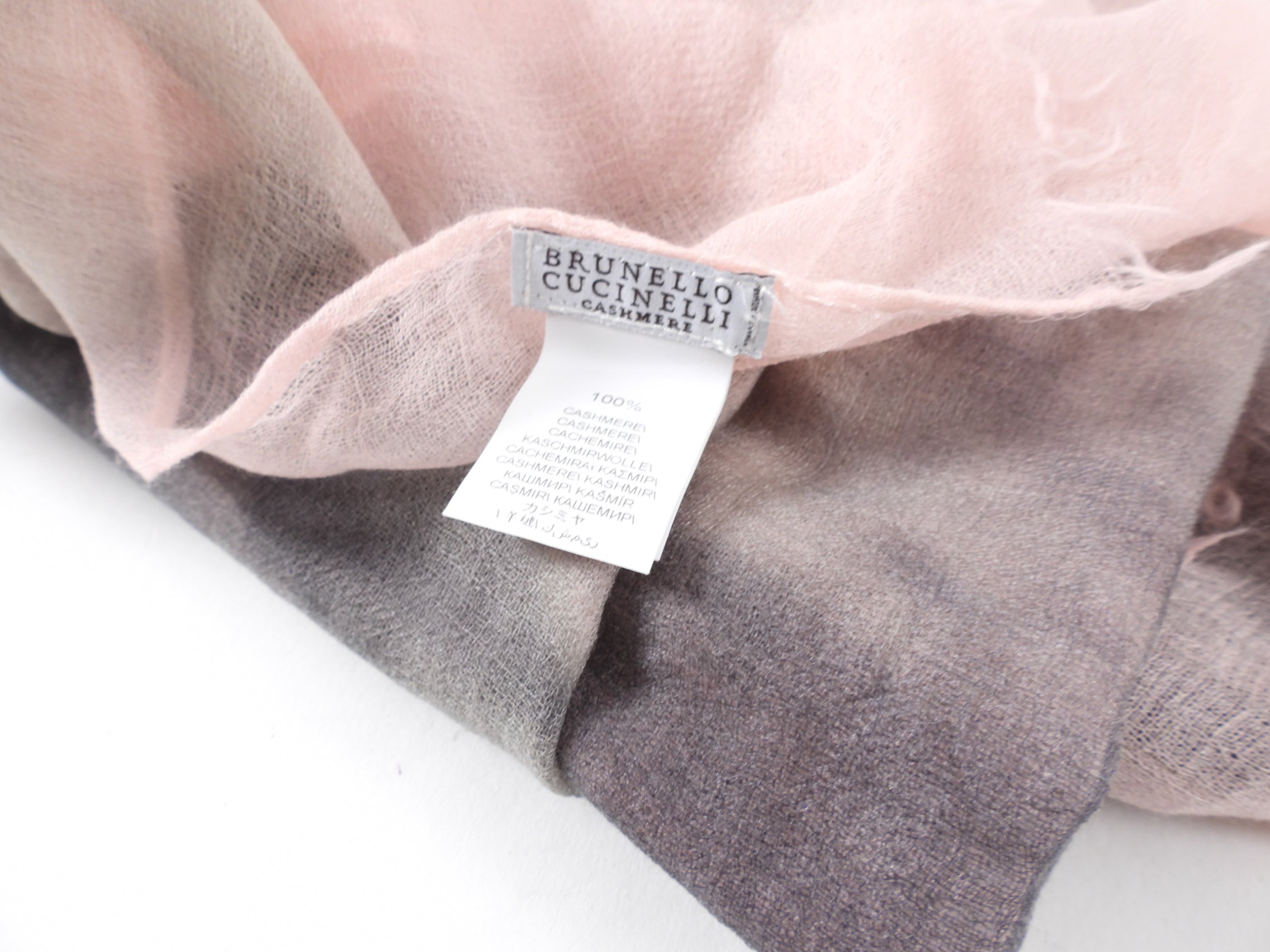 Brunello Cucinelli Lightweight Cashmere Shawl Scarf - Soft Pink & Grey Wrap for Women, Perfect for Travel, Office & Evening Outfits